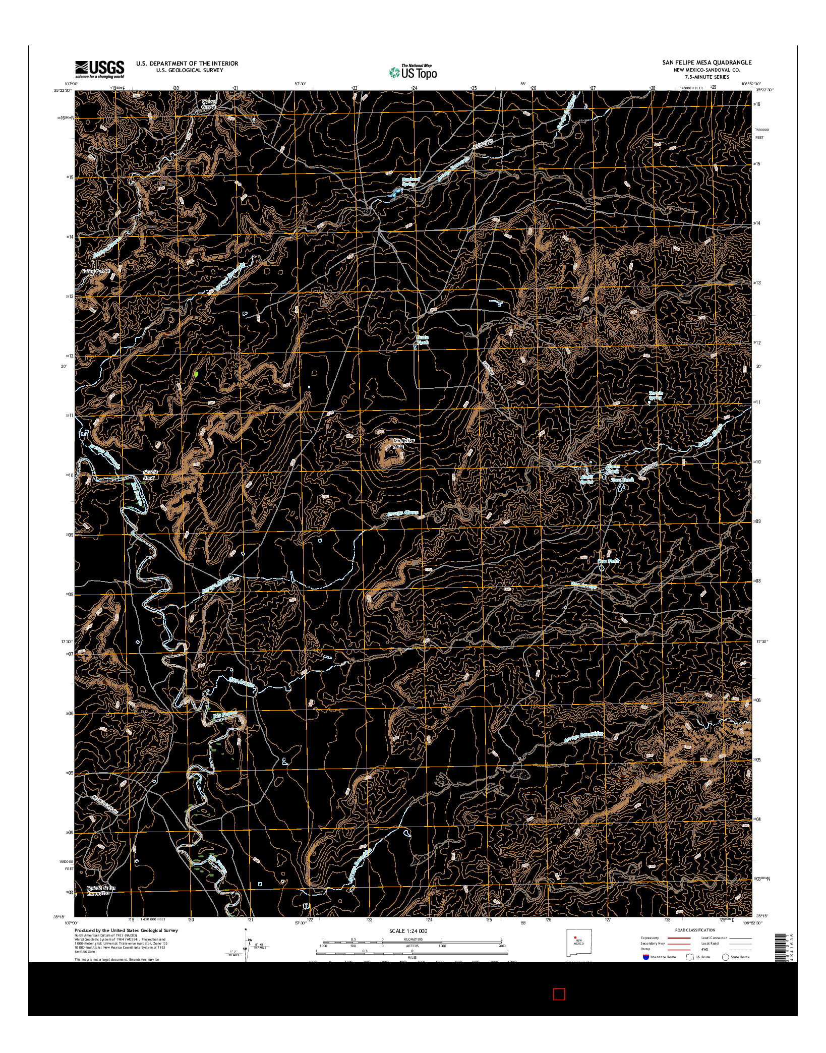 USGS US TOPO 7.5-MINUTE MAP FOR SAN FELIPE MESA, NM 2017