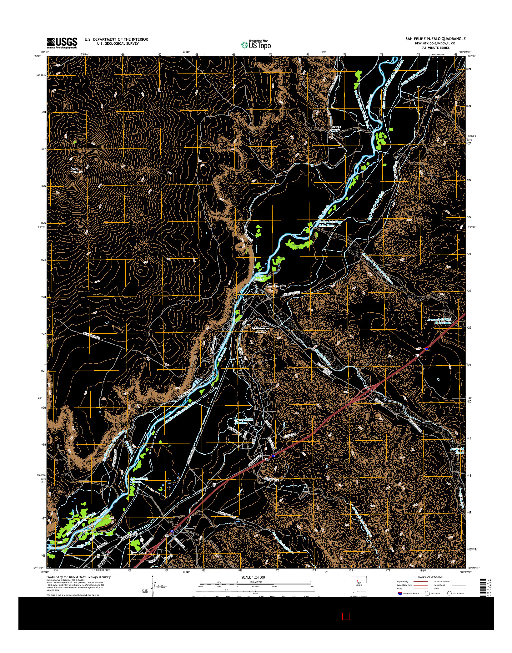 USGS US TOPO 7.5-MINUTE MAP FOR SAN FELIPE PUEBLO, NM 2017