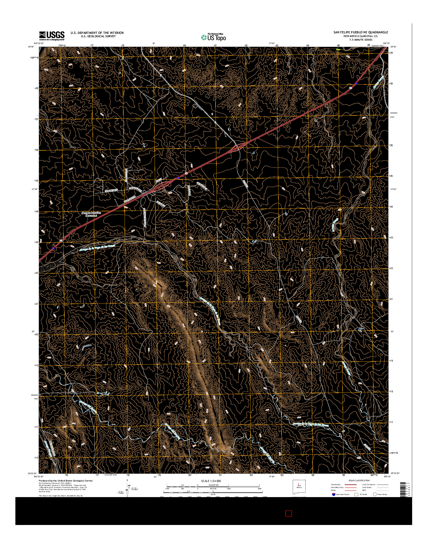 USGS US TOPO 7.5-MINUTE MAP FOR SAN FELIPE PUEBLO NE, NM 2017