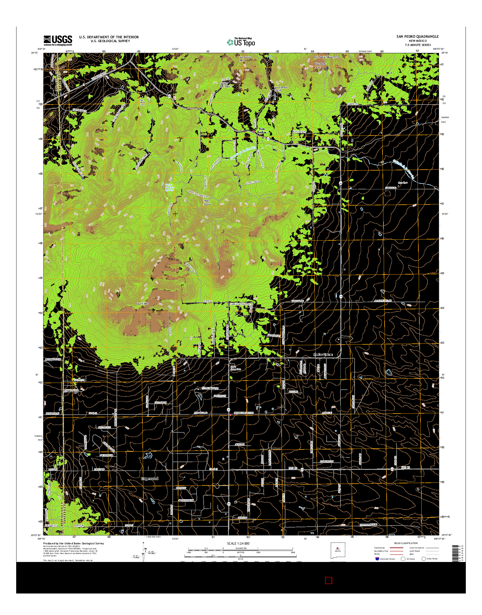 USGS US TOPO 7.5-MINUTE MAP FOR SAN PEDRO, NM 2017