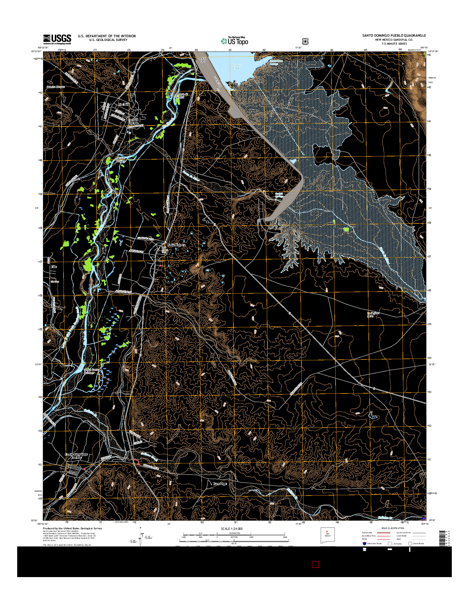 USGS US TOPO 7.5-MINUTE MAP FOR SANTO DOMINGO PUEBLO, NM 2017