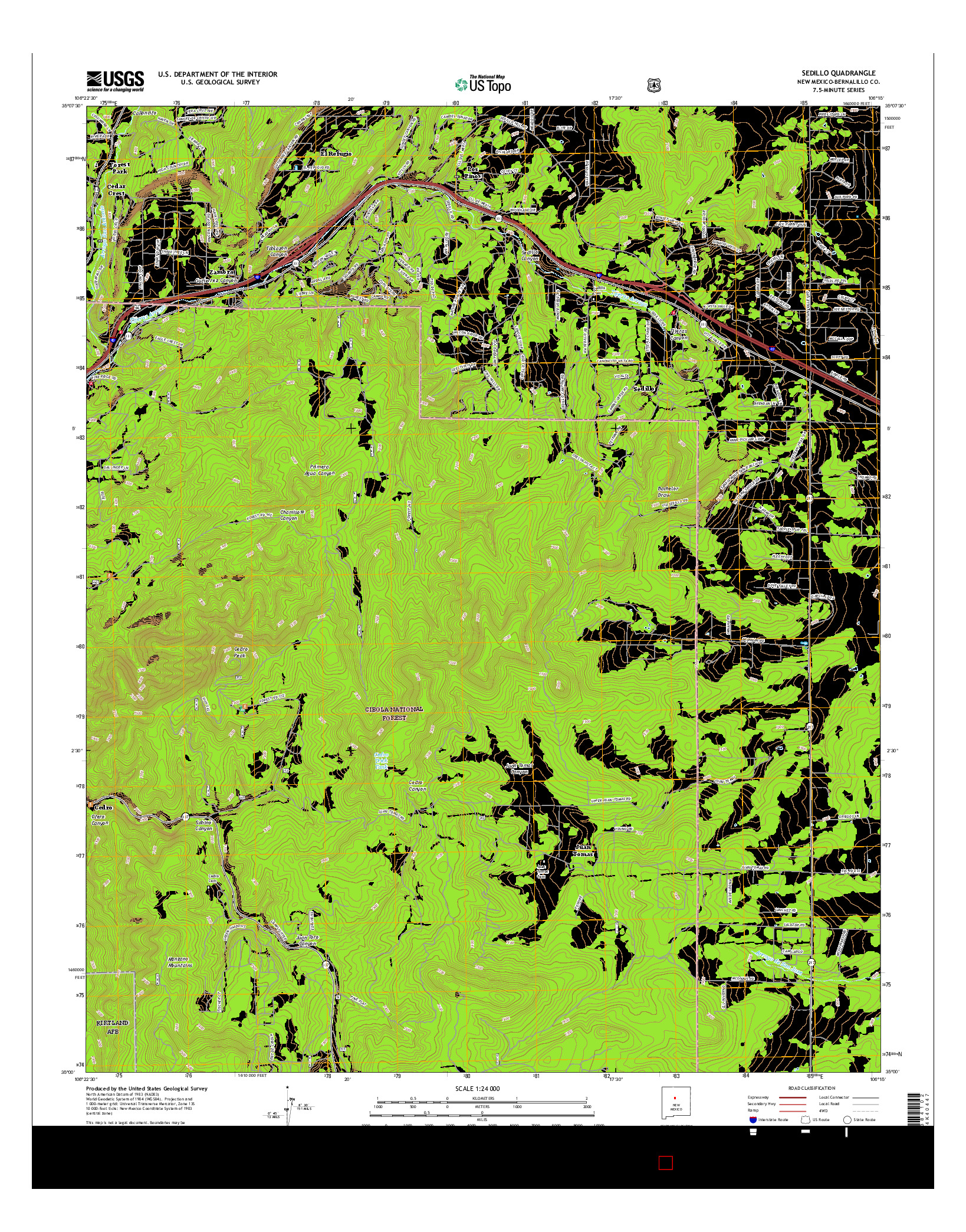 USGS US TOPO 7.5-MINUTE MAP FOR SEDILLO, NM 2017