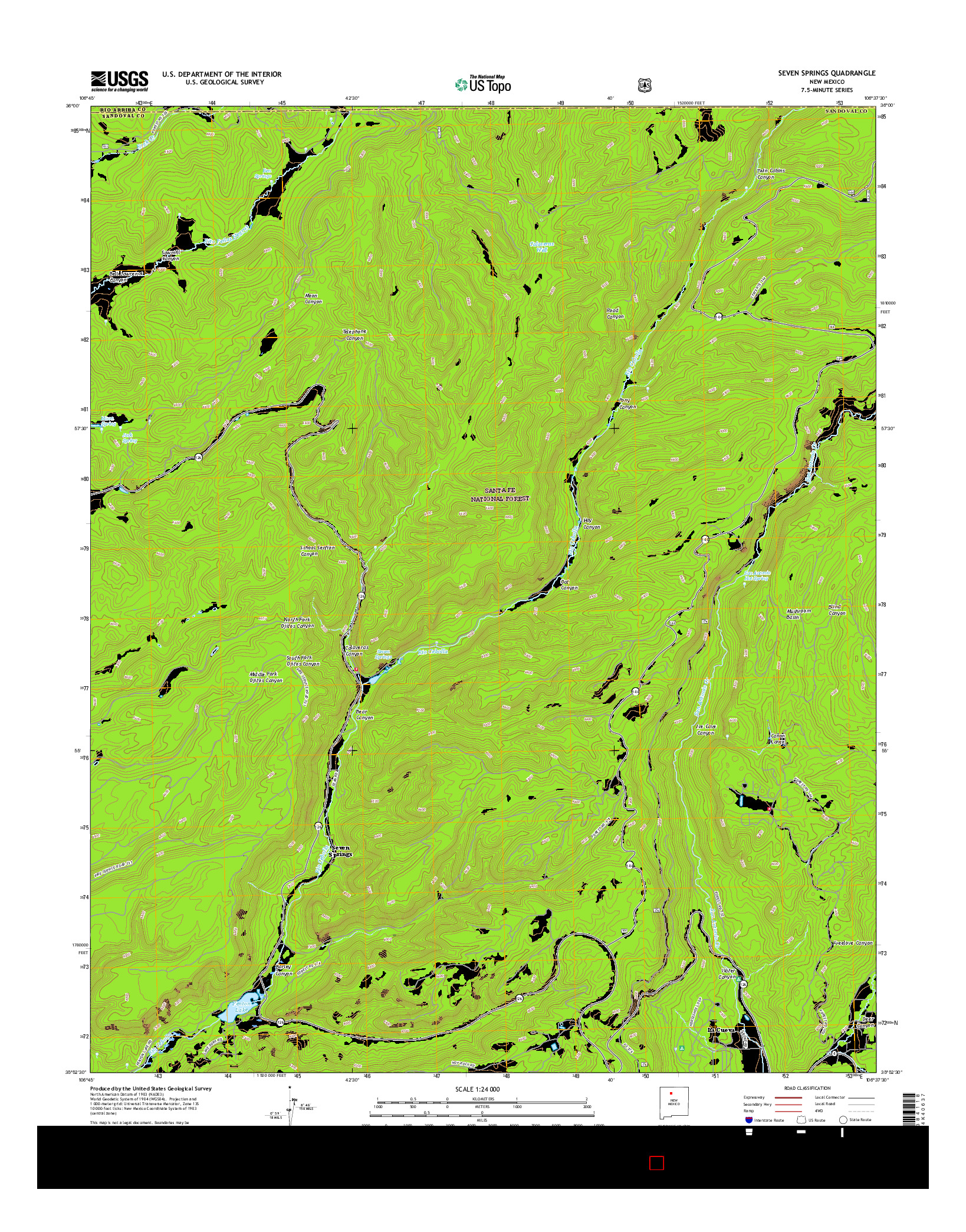 USGS US TOPO 7.5-MINUTE MAP FOR SEVEN SPRINGS, NM 2017