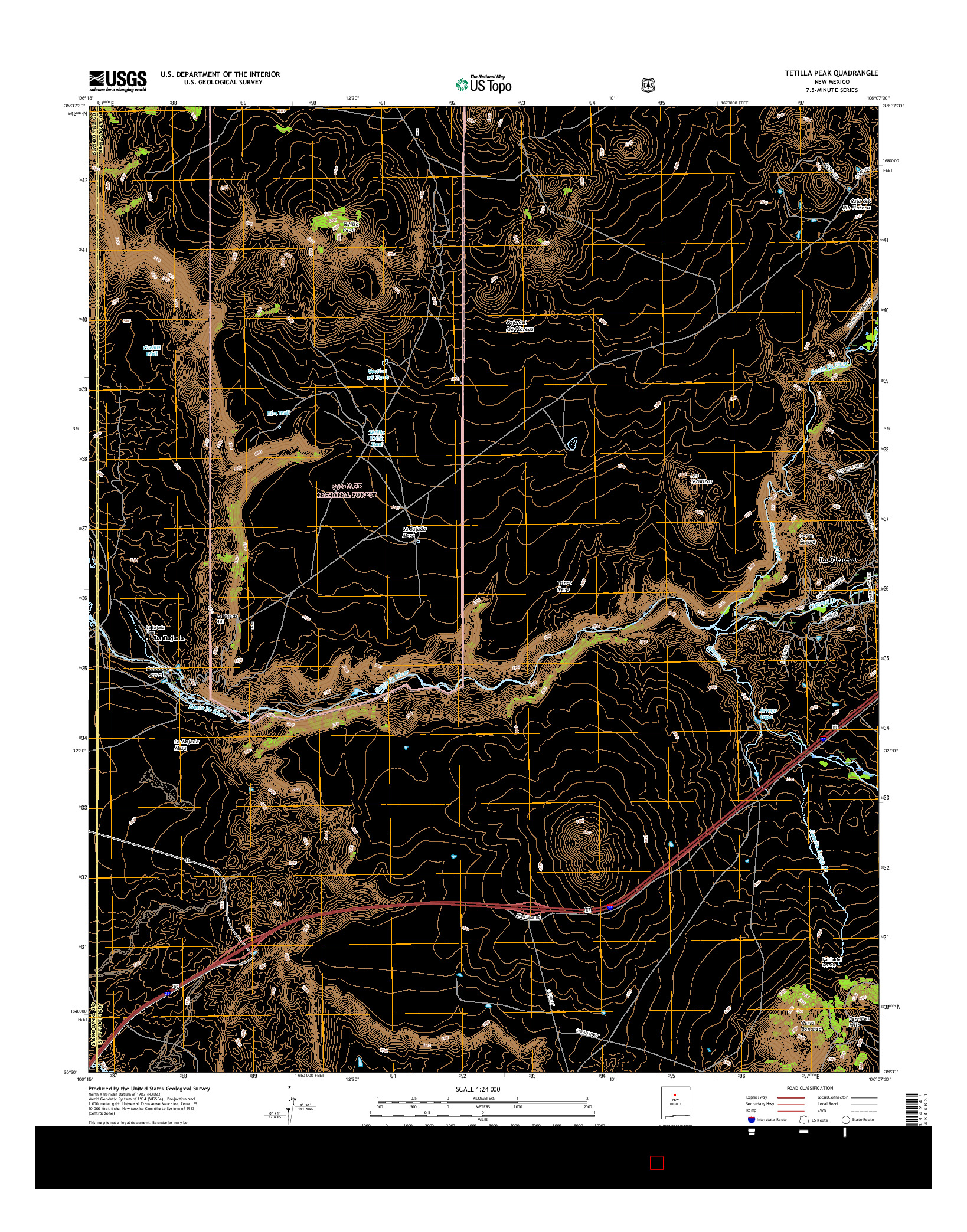 USGS US TOPO 7.5-MINUTE MAP FOR TETILLA PEAK, NM 2017