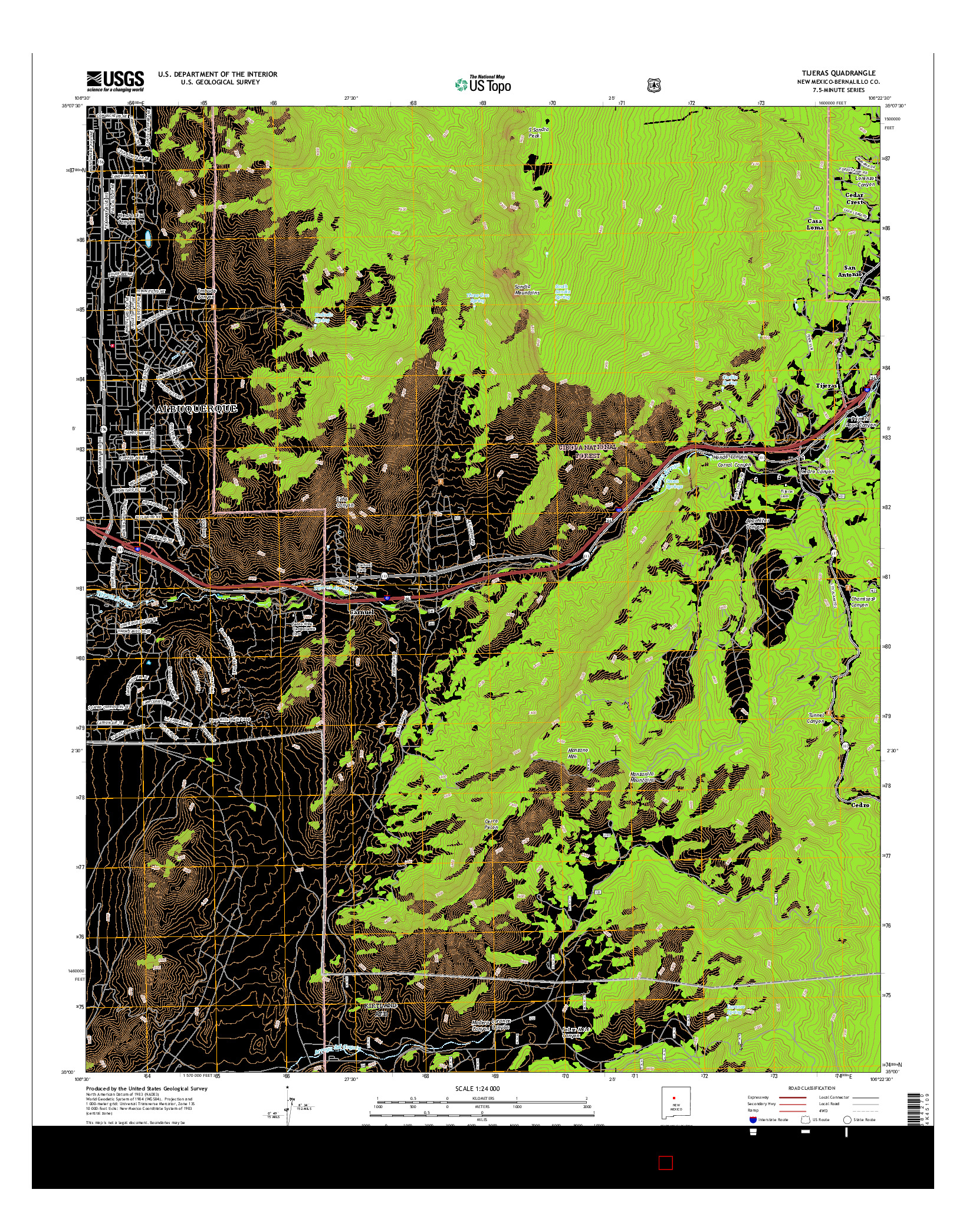 USGS US TOPO 7.5-MINUTE MAP FOR TIJERAS, NM 2017