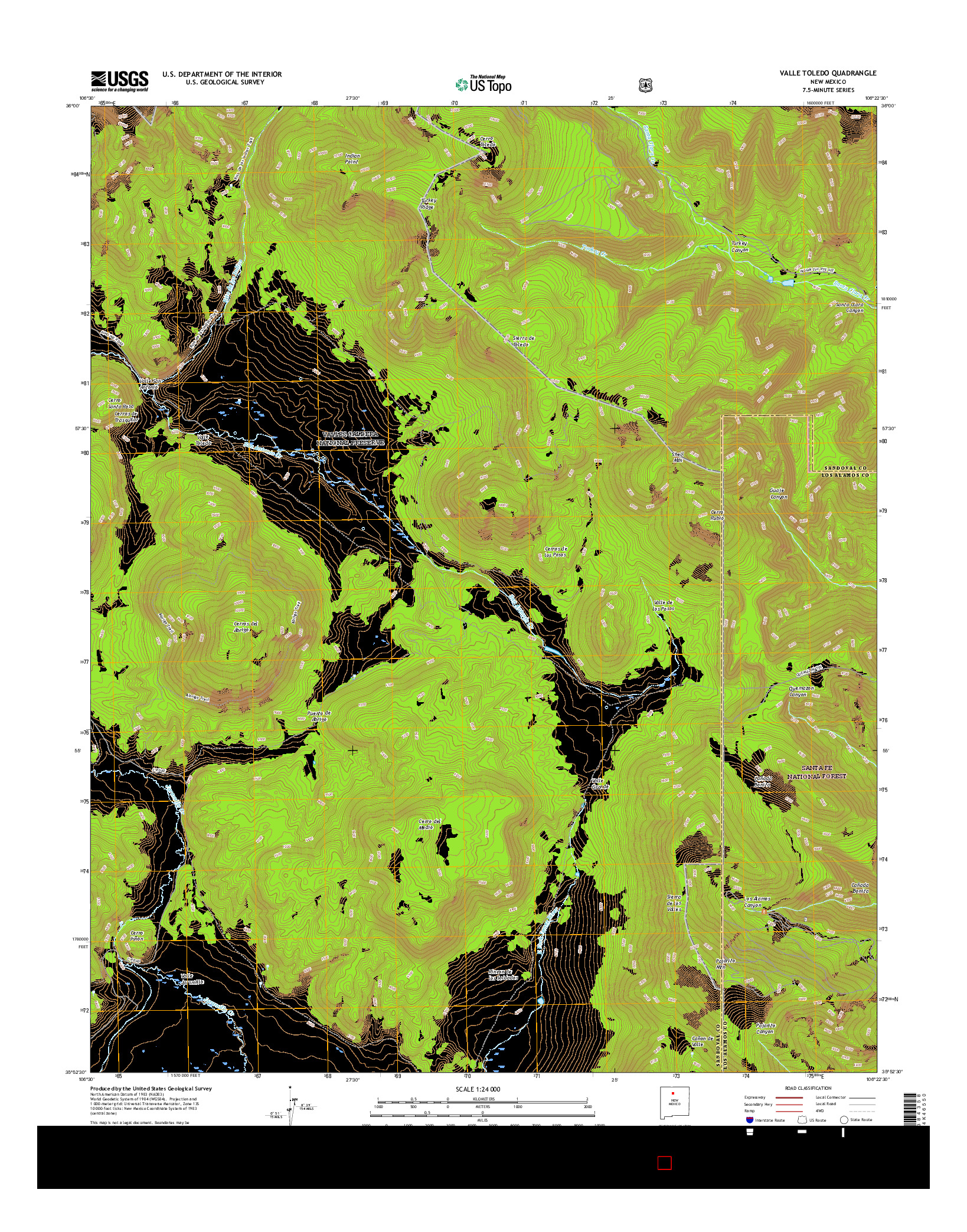 USGS US TOPO 7.5-MINUTE MAP FOR VALLE TOLEDO, NM 2017