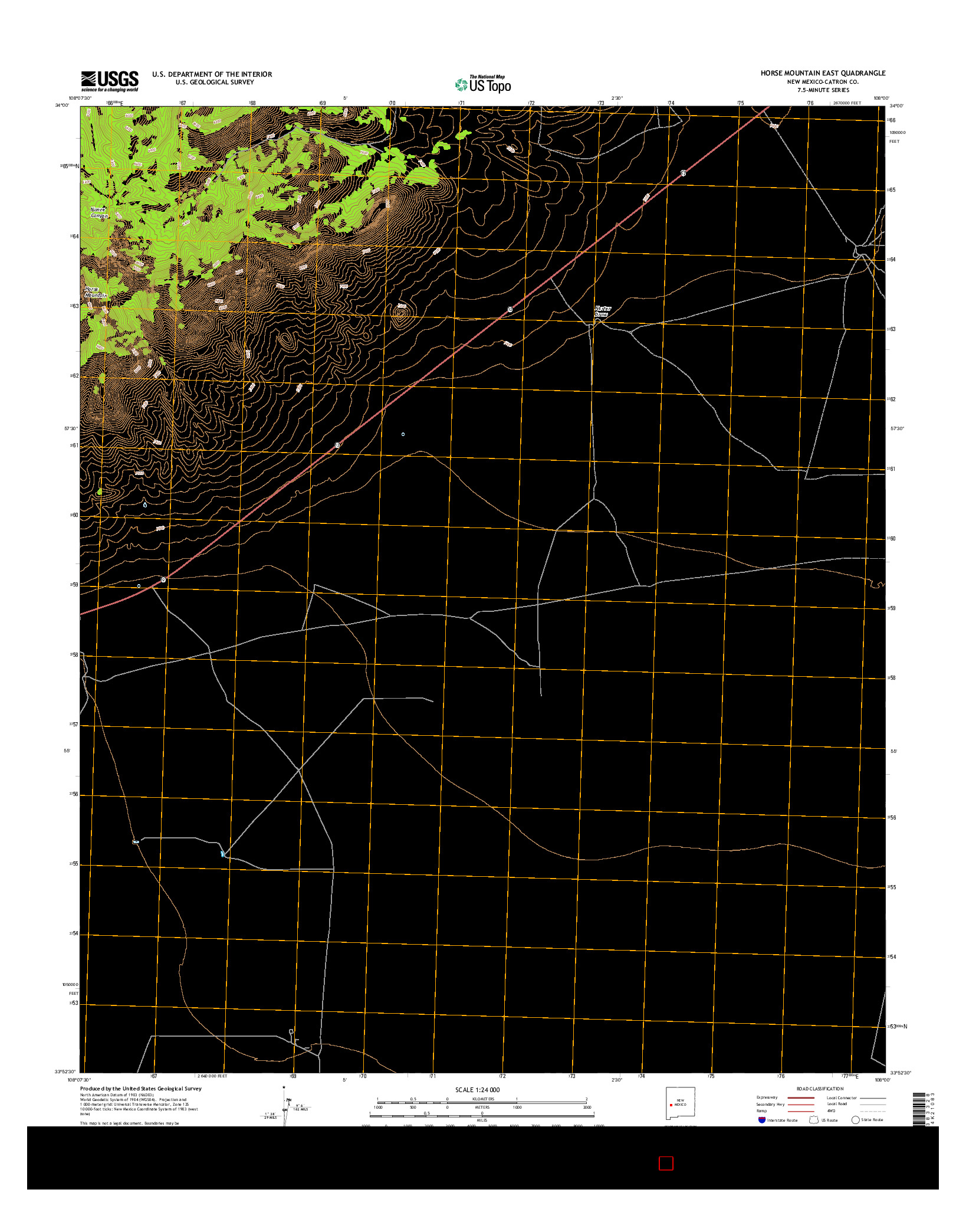 USGS US TOPO 7.5-MINUTE MAP FOR HORSE MOUNTAIN EAST, NM 2017