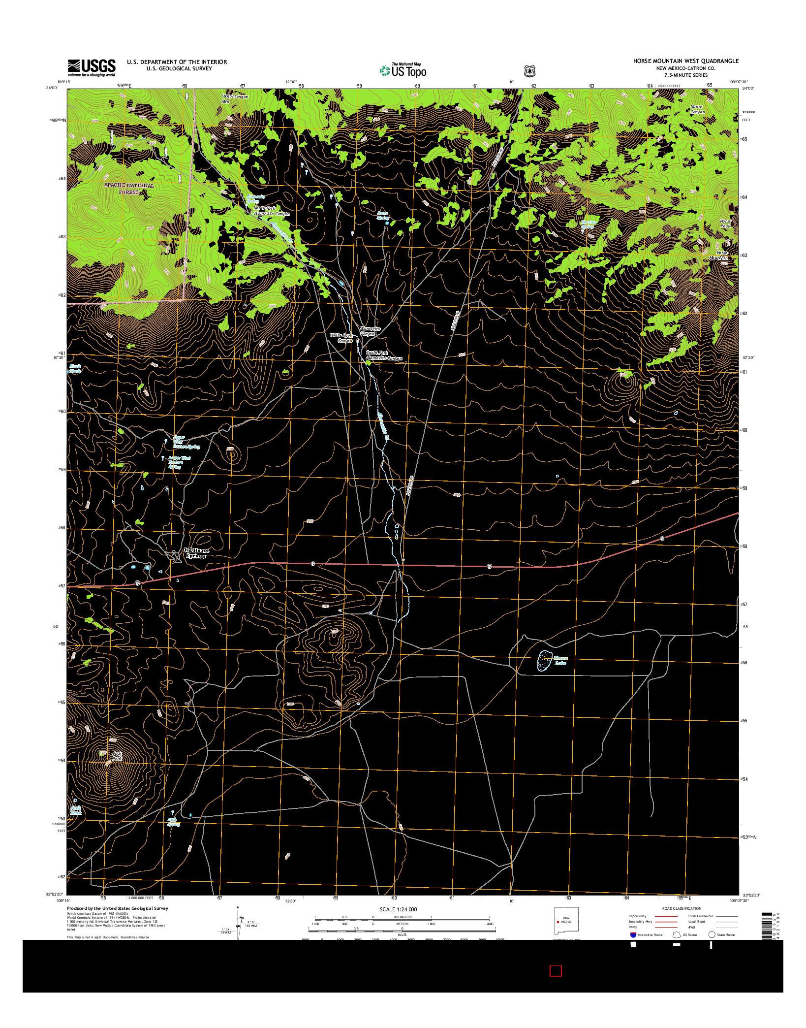 USGS US TOPO 7.5-MINUTE MAP FOR HORSE MOUNTAIN WEST, NM 2017