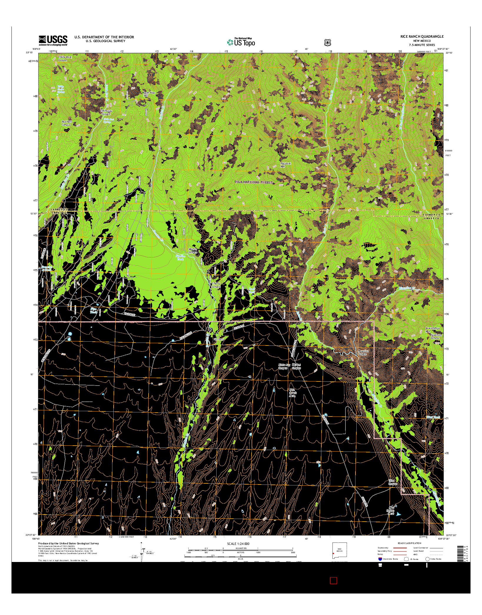 USGS US TOPO 7.5-MINUTE MAP FOR RICE RANCH, NM 2017