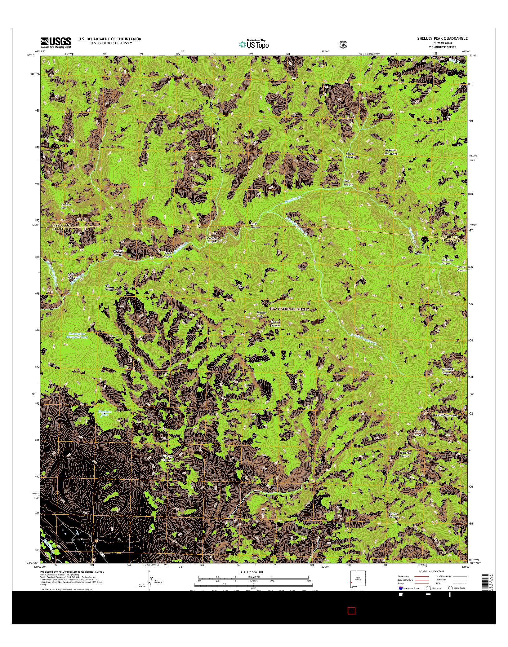 USGS US TOPO 7.5-MINUTE MAP FOR SHELLEY PEAK, NM 2017