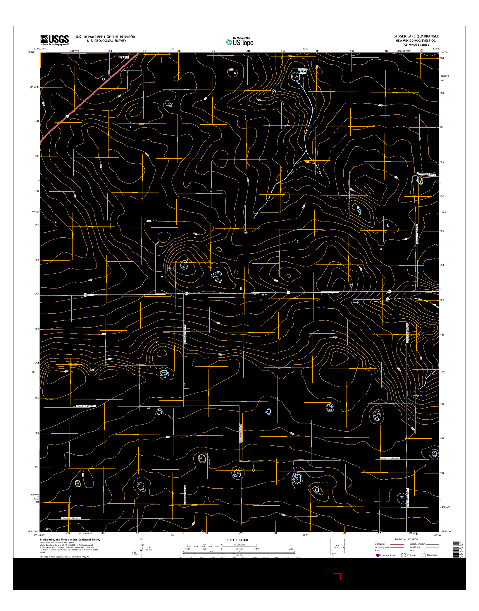 USGS US TOPO 7.5-MINUTE MAP FOR BADGER LAKE, NM 2017