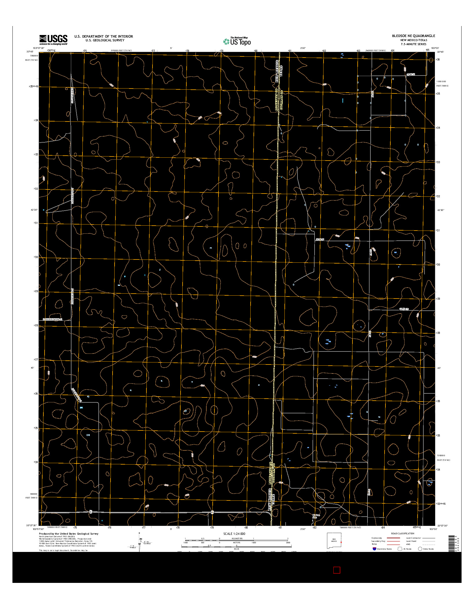 USGS US TOPO 7.5-MINUTE MAP FOR BLEDSOE NE, NM-TX 2017