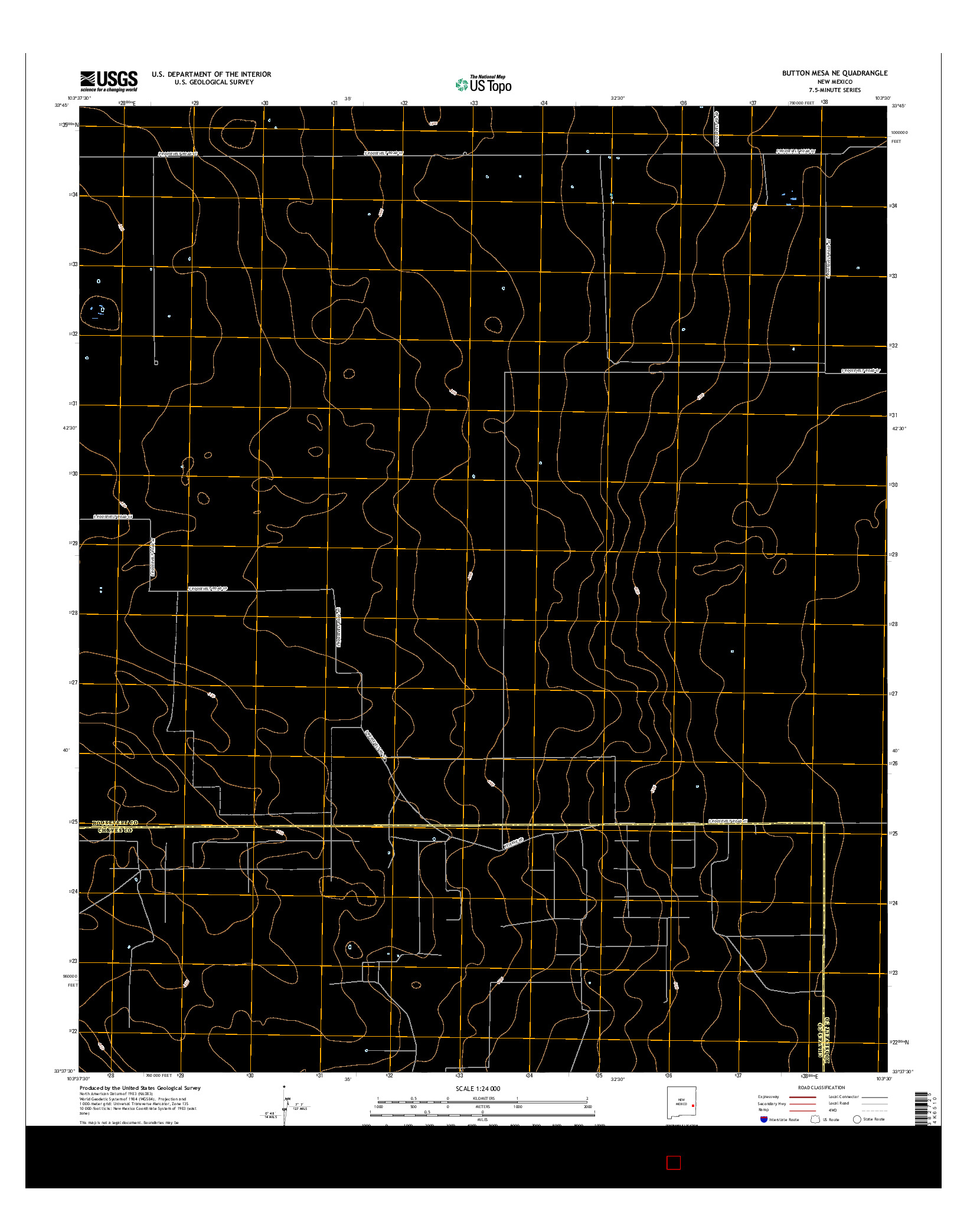 USGS US TOPO 7.5-MINUTE MAP FOR BUTTON MESA NE, NM 2017