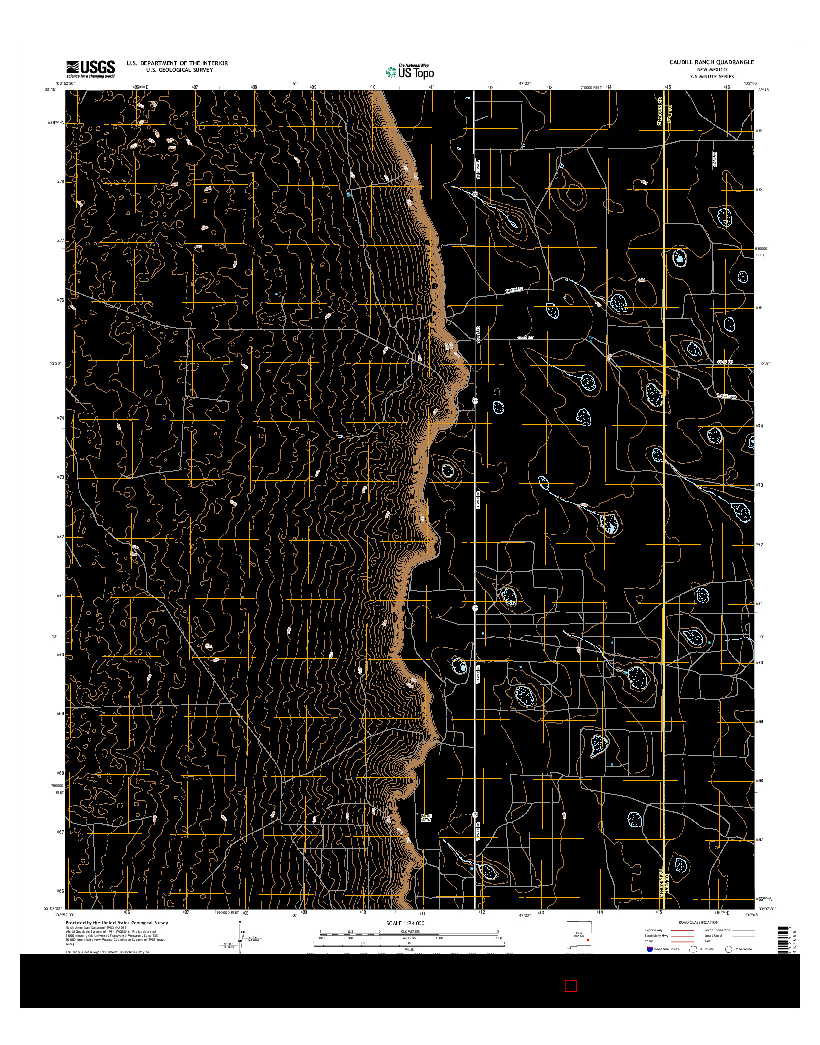 USGS US TOPO 7.5-MINUTE MAP FOR CAUDILL RANCH, NM 2017