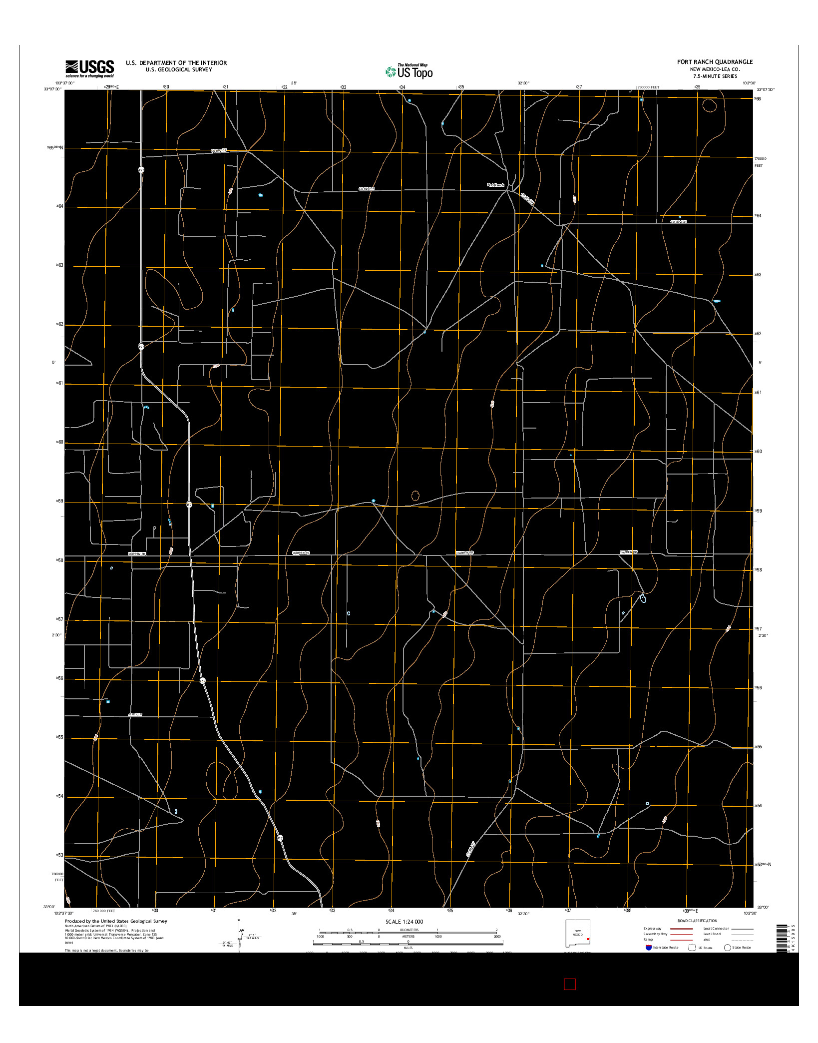 USGS US TOPO 7.5-MINUTE MAP FOR FORT RANCH, NM 2017