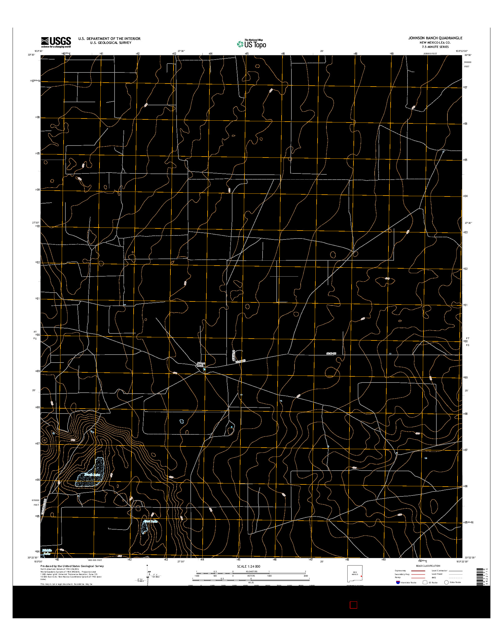 USGS US TOPO 7.5-MINUTE MAP FOR JOHNSON RANCH, NM 2017