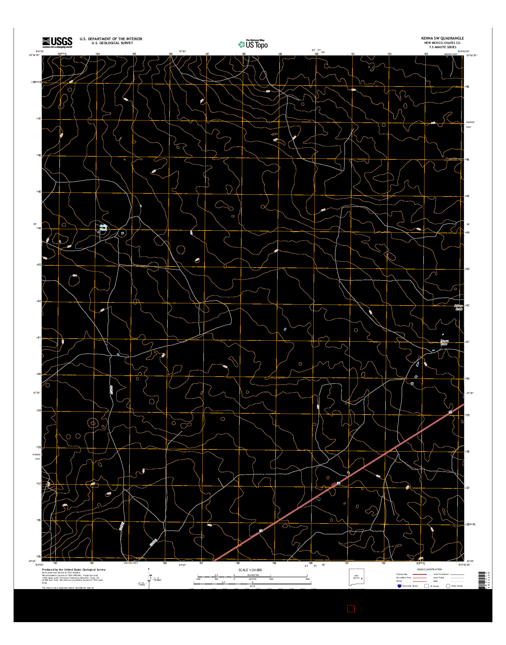 USGS US TOPO 7.5-MINUTE MAP FOR KENNA SW, NM 2017