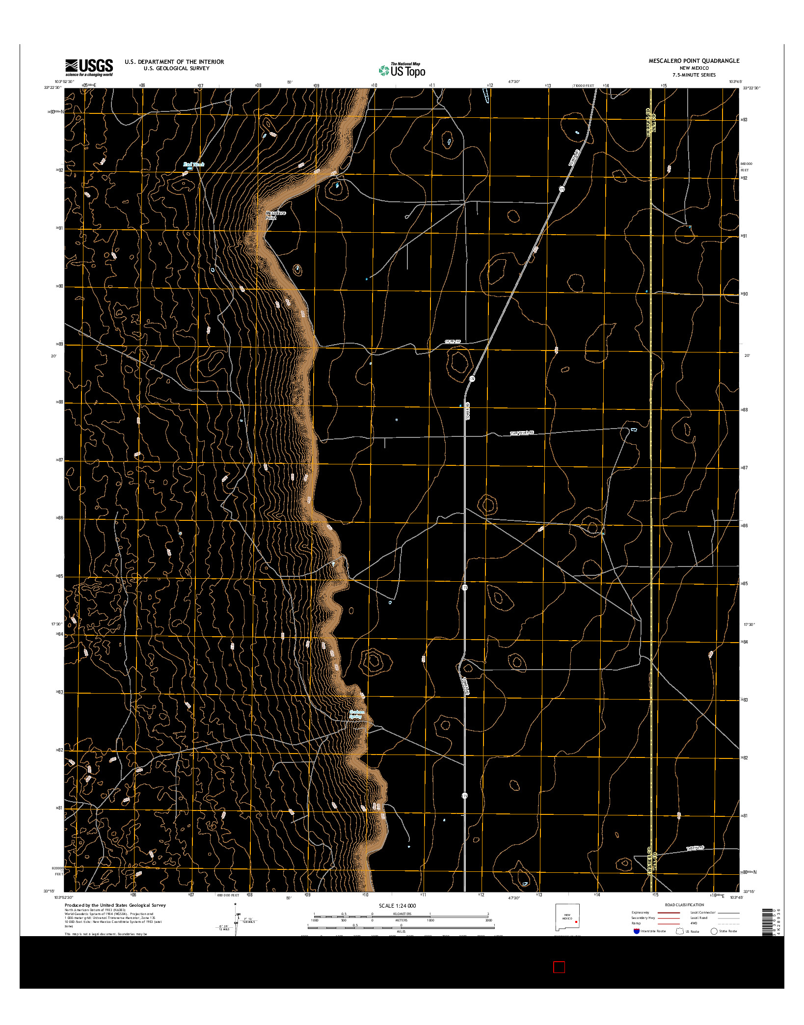 USGS US TOPO 7.5-MINUTE MAP FOR MESCALERO POINT, NM 2017