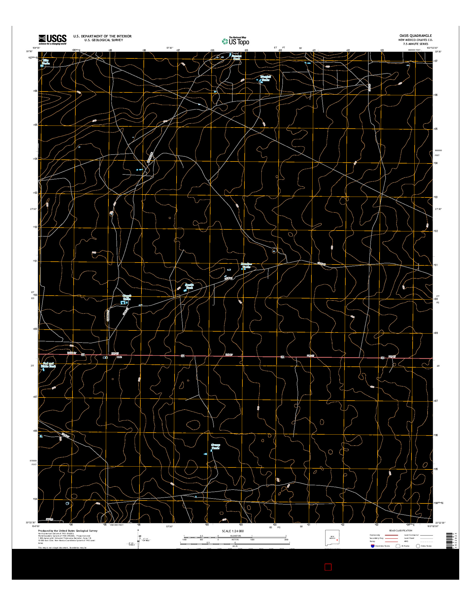 USGS US TOPO 7.5-MINUTE MAP FOR OASIS, NM 2017