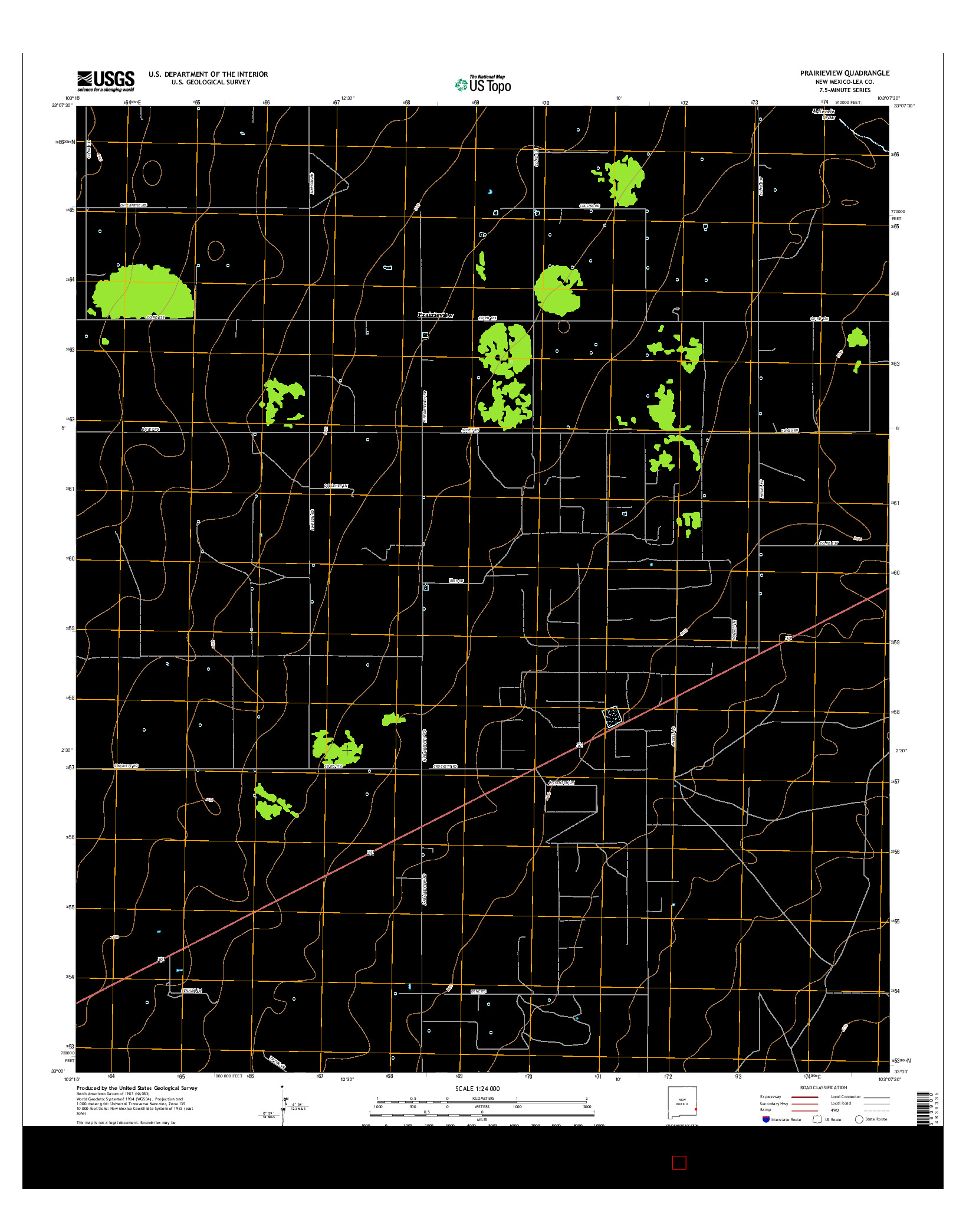 USGS US TOPO 7.5-MINUTE MAP FOR PRAIRIEVIEW, NM 2017