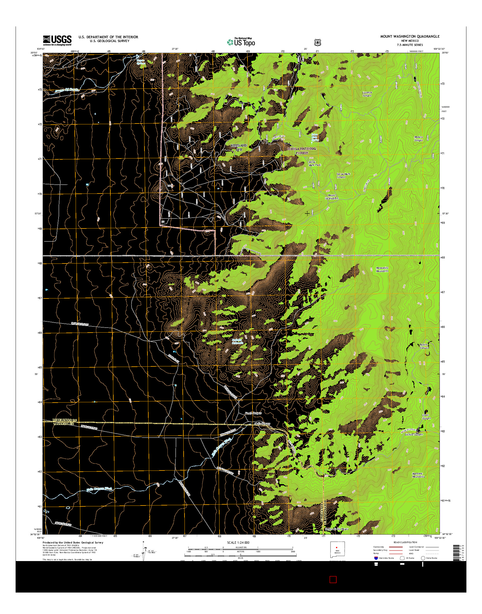 USGS US TOPO 7.5-MINUTE MAP FOR MOUNT WASHINGTON, NM 2017