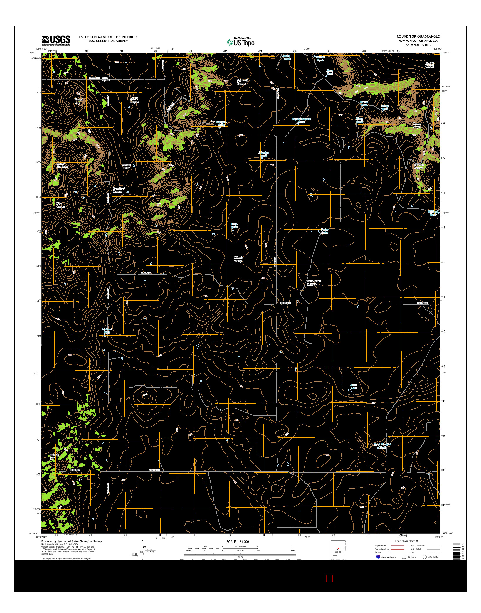 USGS US TOPO 7.5-MINUTE MAP FOR ROUND TOP, NM 2017