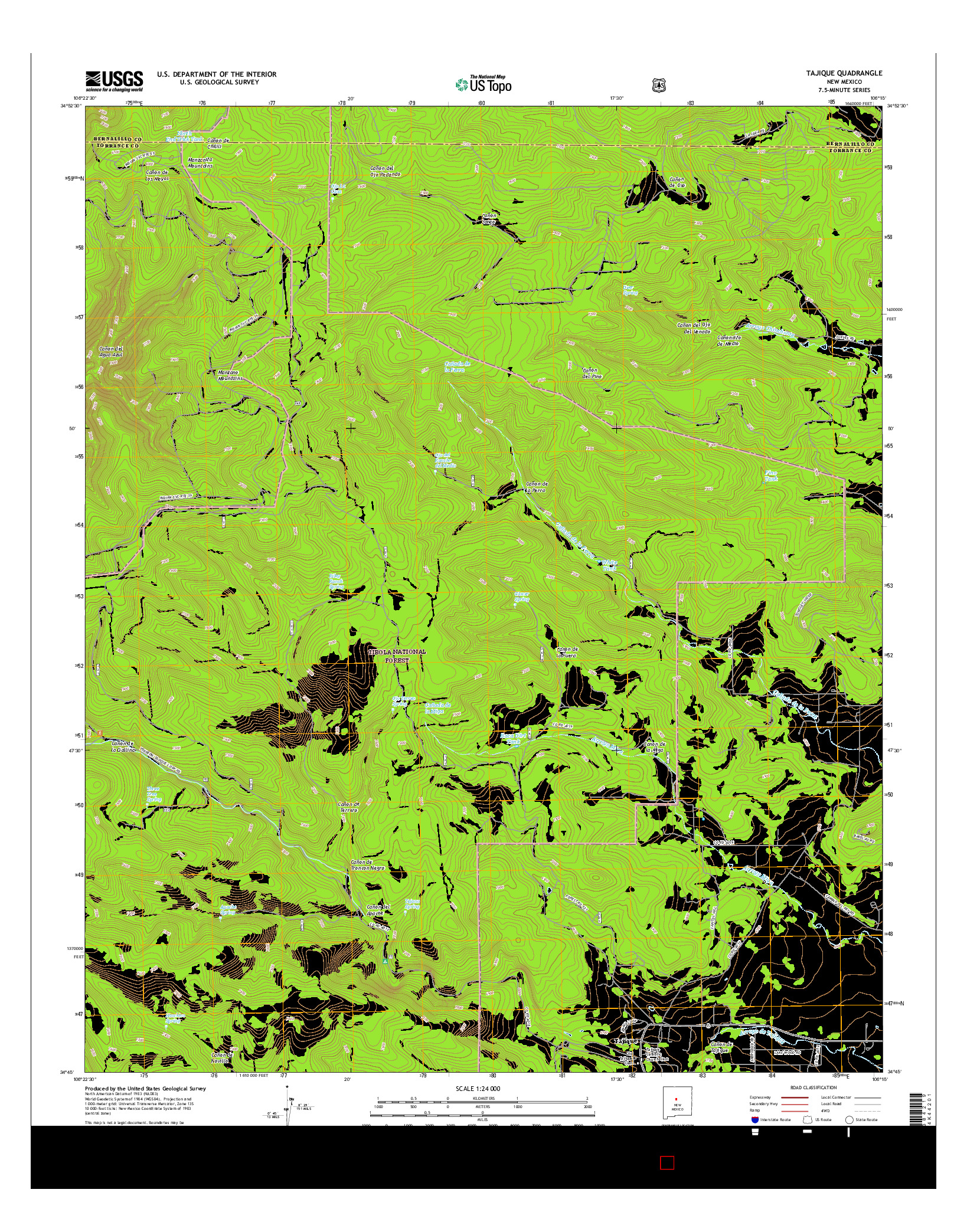 USGS US TOPO 7.5-MINUTE MAP FOR TAJIQUE, NM 2017