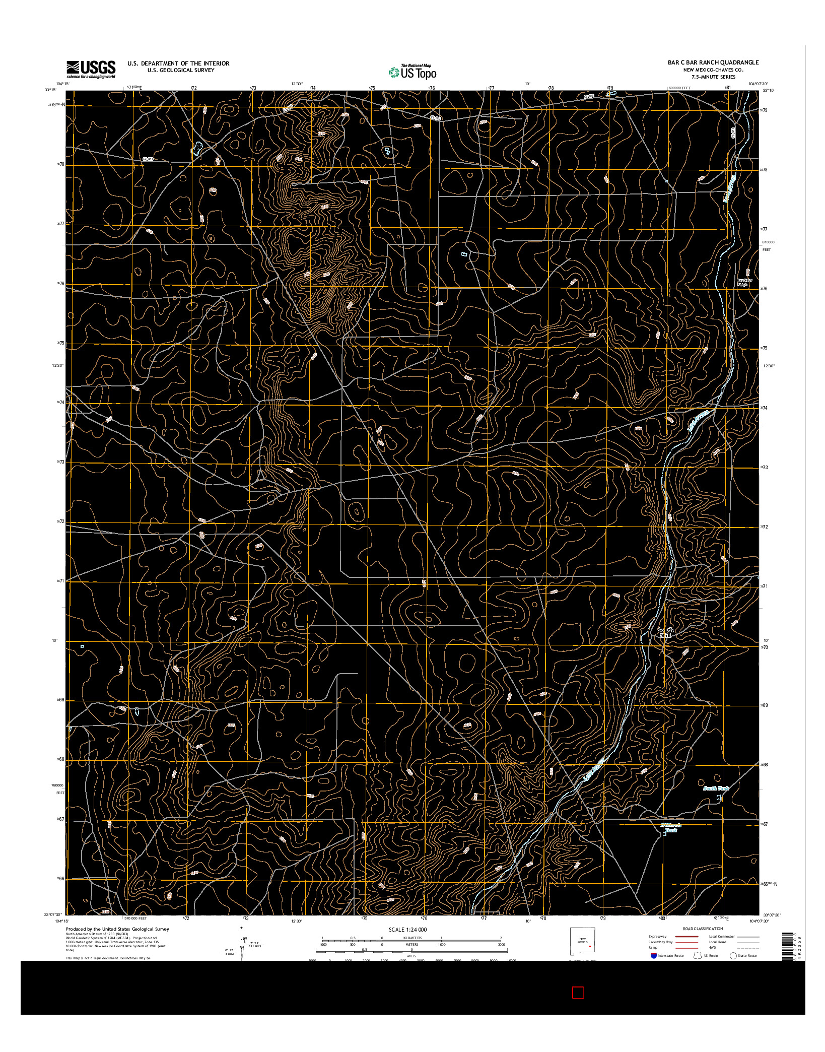 USGS US TOPO 7.5-MINUTE MAP FOR BAR C BAR RANCH, NM 2017