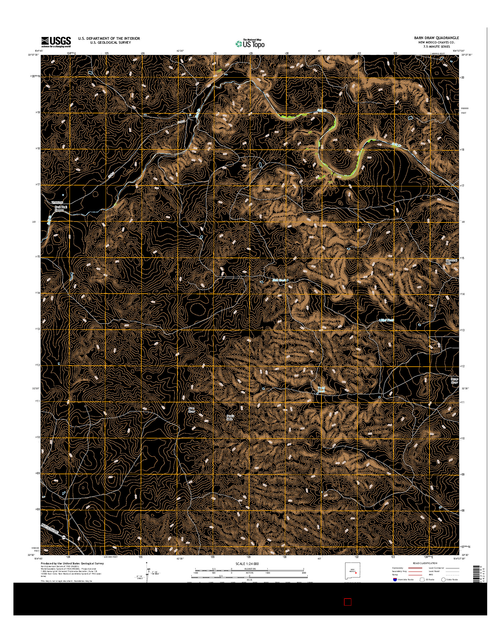 USGS US TOPO 7.5-MINUTE MAP FOR BARN DRAW, NM 2017