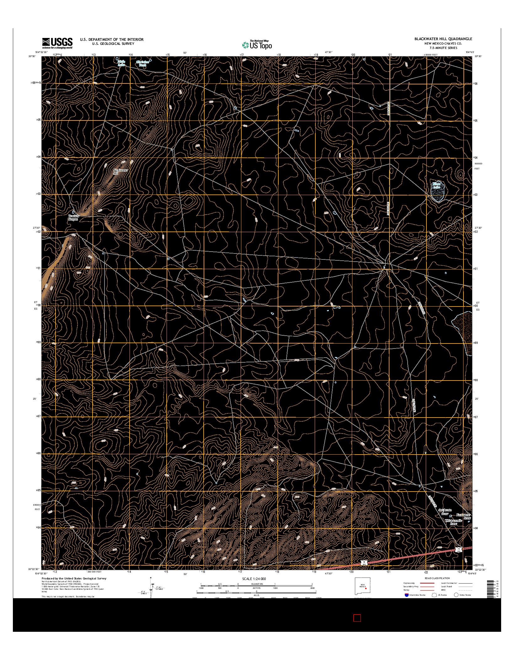 USGS US TOPO 7.5-MINUTE MAP FOR BLACKWATER HILL, NM 2017