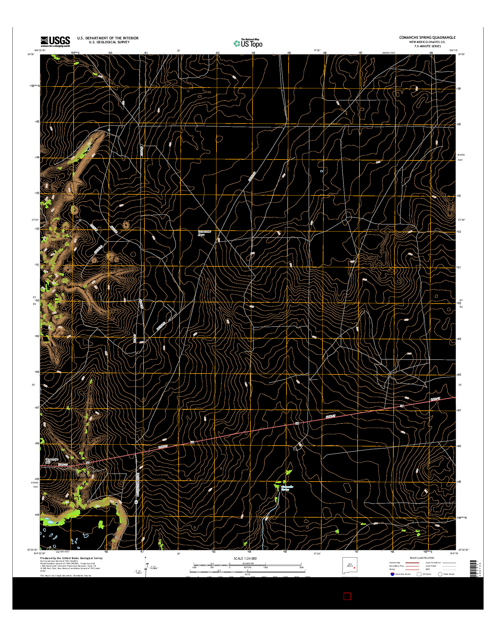 USGS US TOPO 7.5-MINUTE MAP FOR COMANCHE SPRING, NM 2017