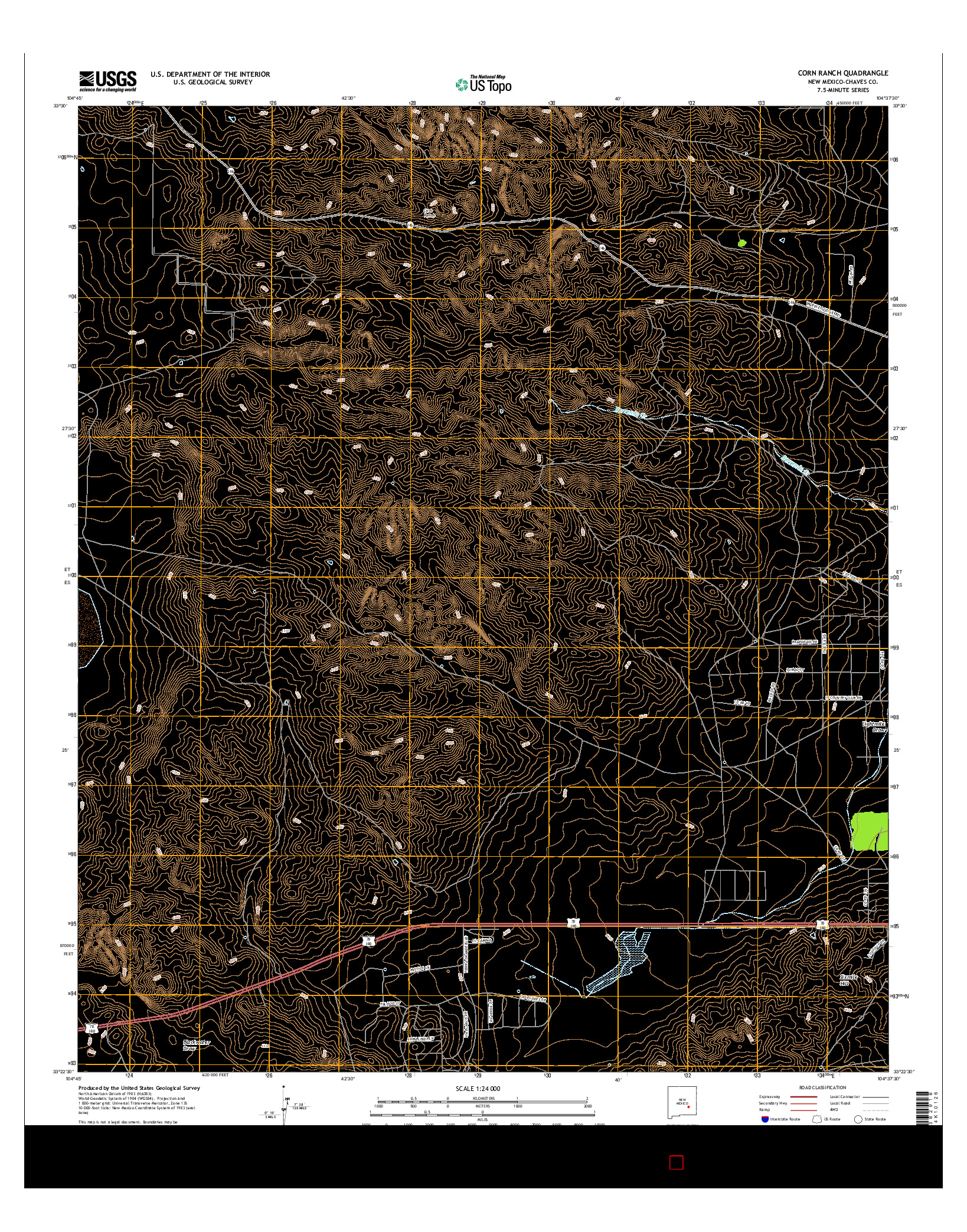 USGS US TOPO 7.5-MINUTE MAP FOR CORN RANCH, NM 2017