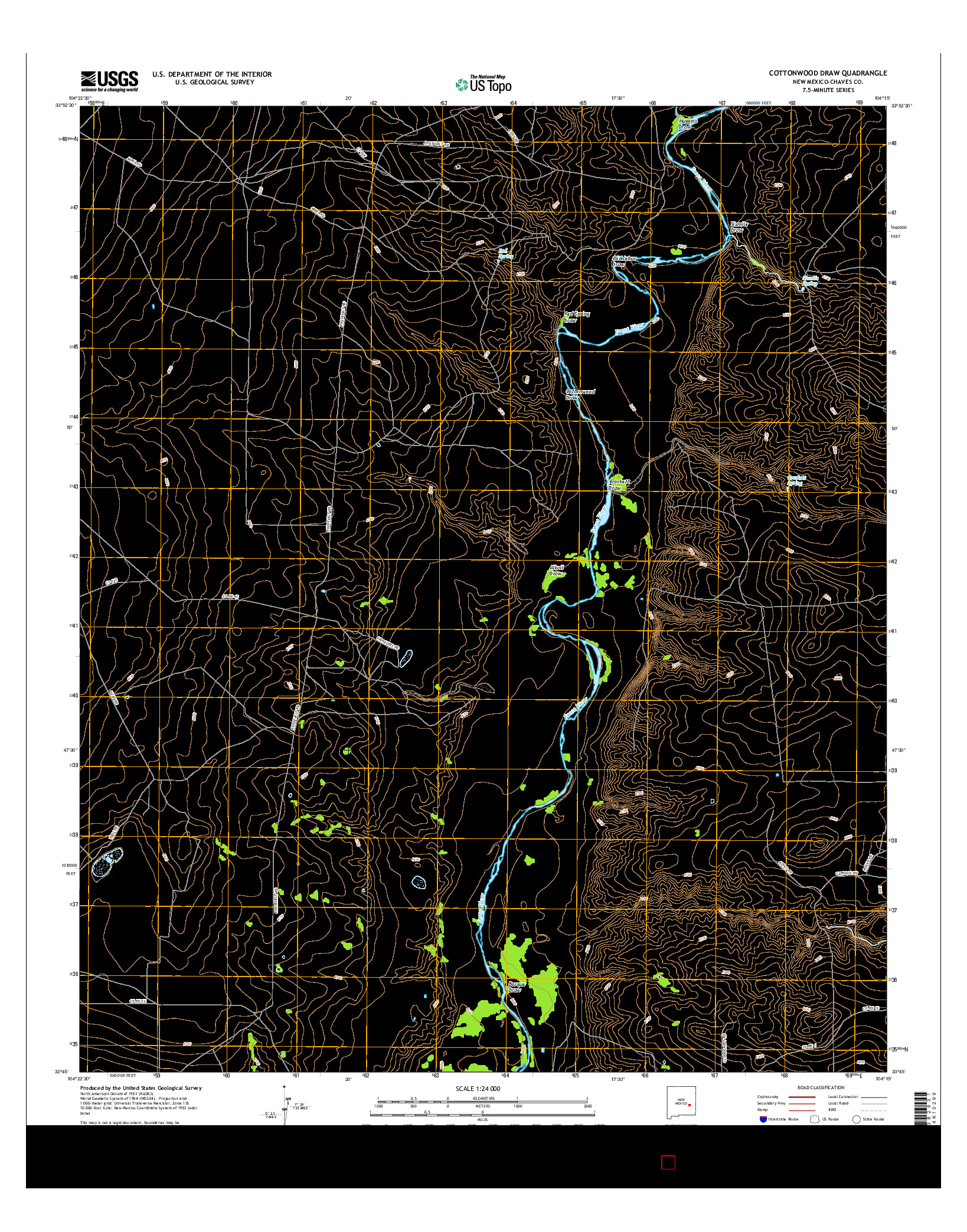 USGS US TOPO 7.5-MINUTE MAP FOR COTTONWOOD DRAW, NM 2017