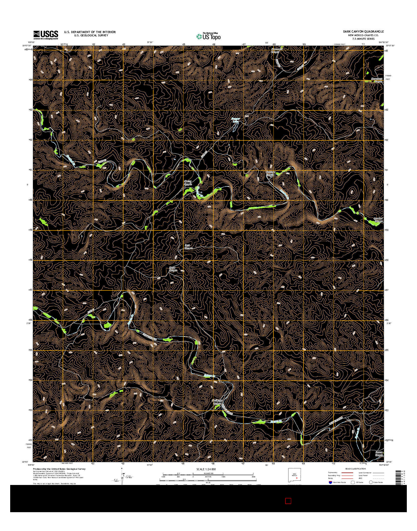 USGS US TOPO 7.5-MINUTE MAP FOR DARK CANYON, NM 2017