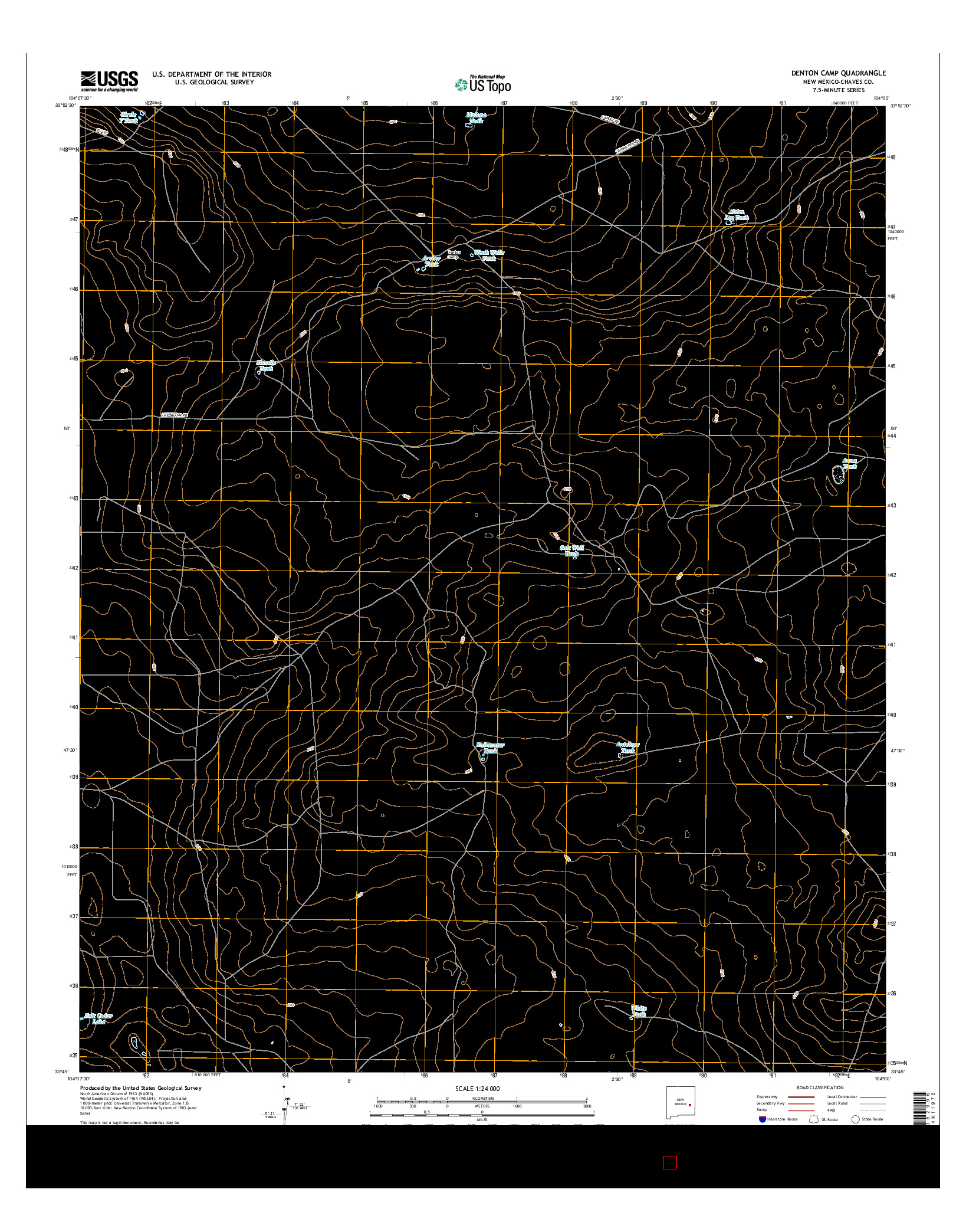 USGS US TOPO 7.5-MINUTE MAP FOR DENTON CAMP, NM 2017