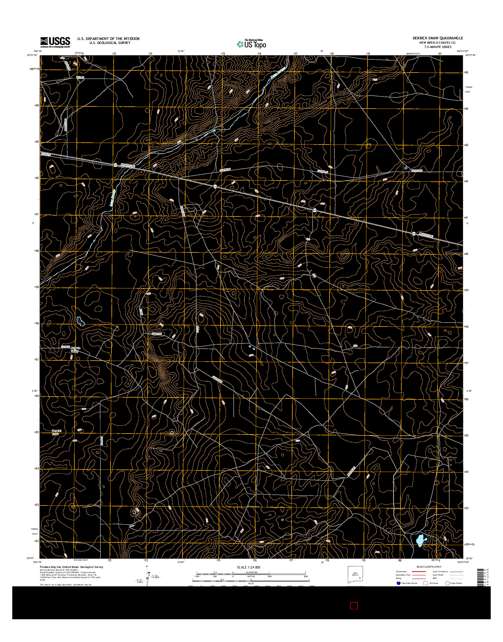 USGS US TOPO 7.5-MINUTE MAP FOR DERRICK DRAW, NM 2017