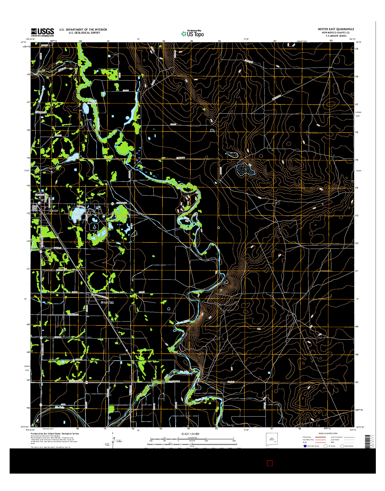 USGS US TOPO 7.5-MINUTE MAP FOR DEXTER EAST, NM 2017