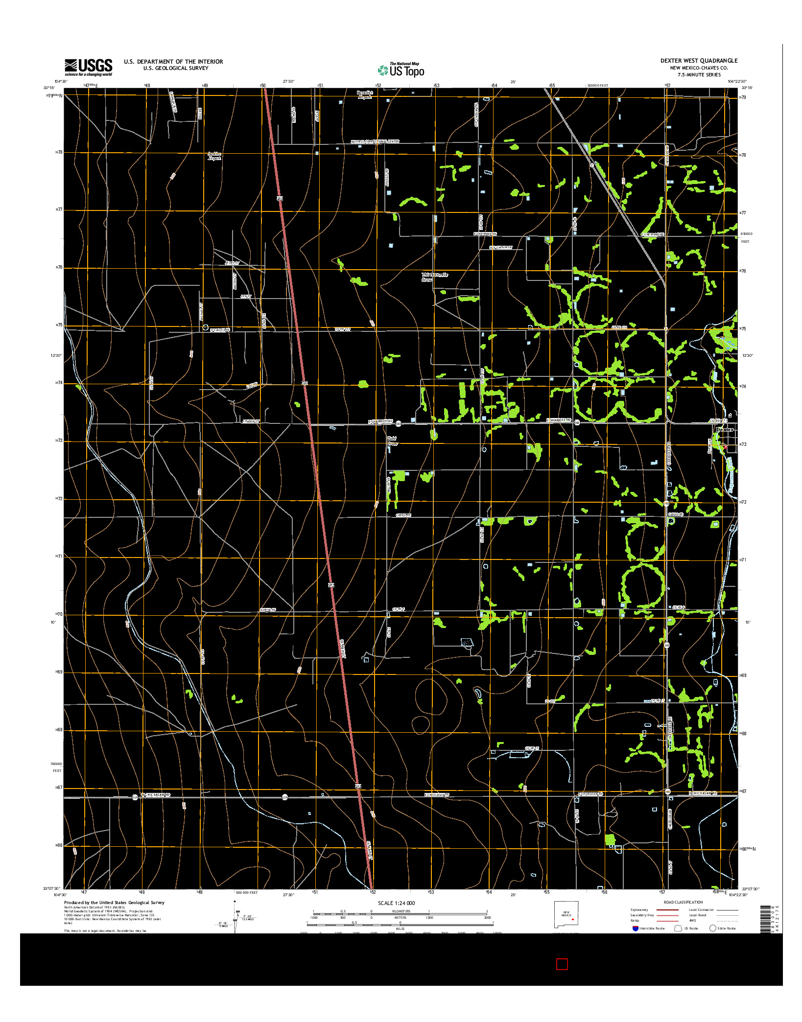 USGS US TOPO 7.5-MINUTE MAP FOR DEXTER WEST, NM 2017