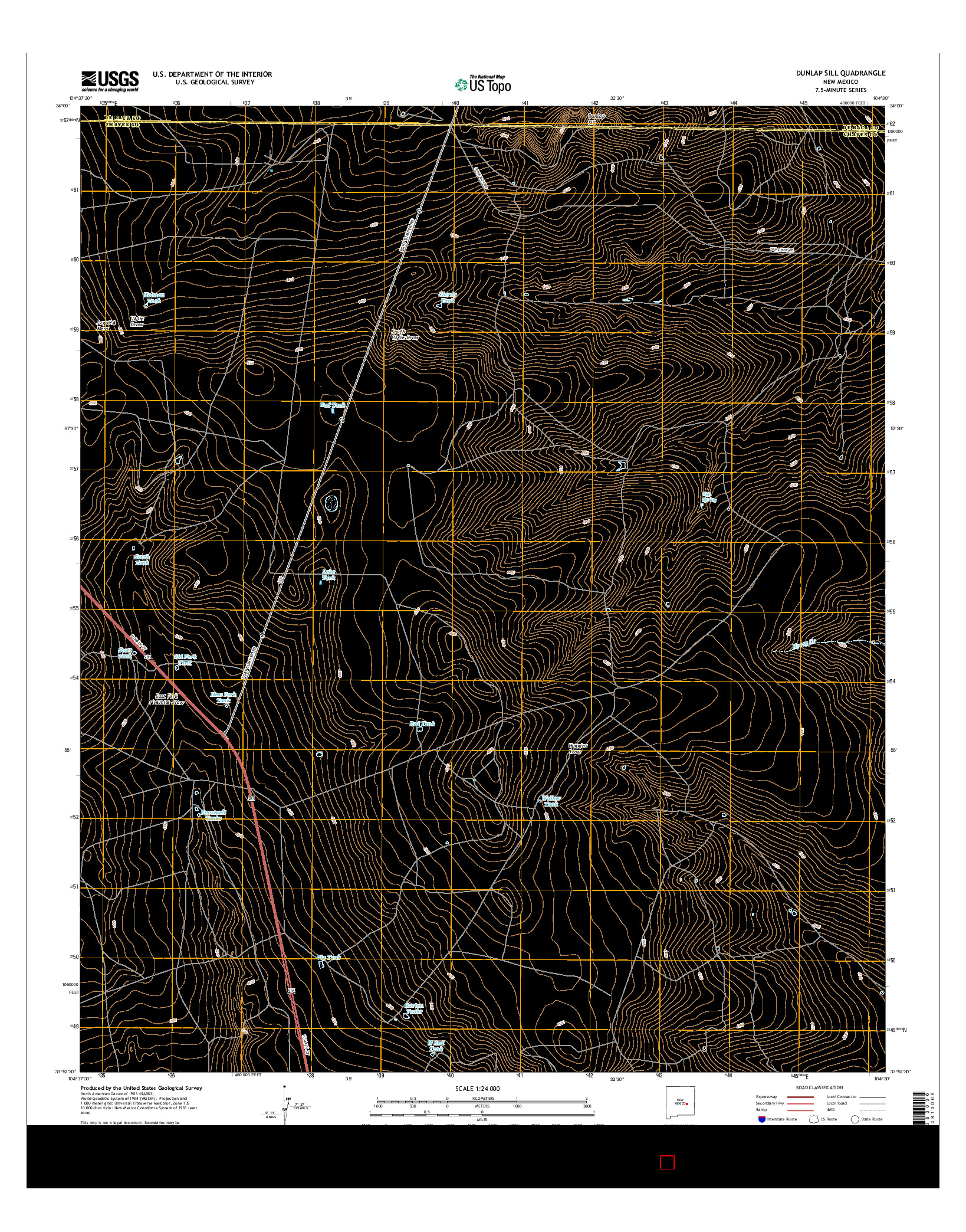 USGS US TOPO 7.5-MINUTE MAP FOR DUNLAP SILL, NM 2017