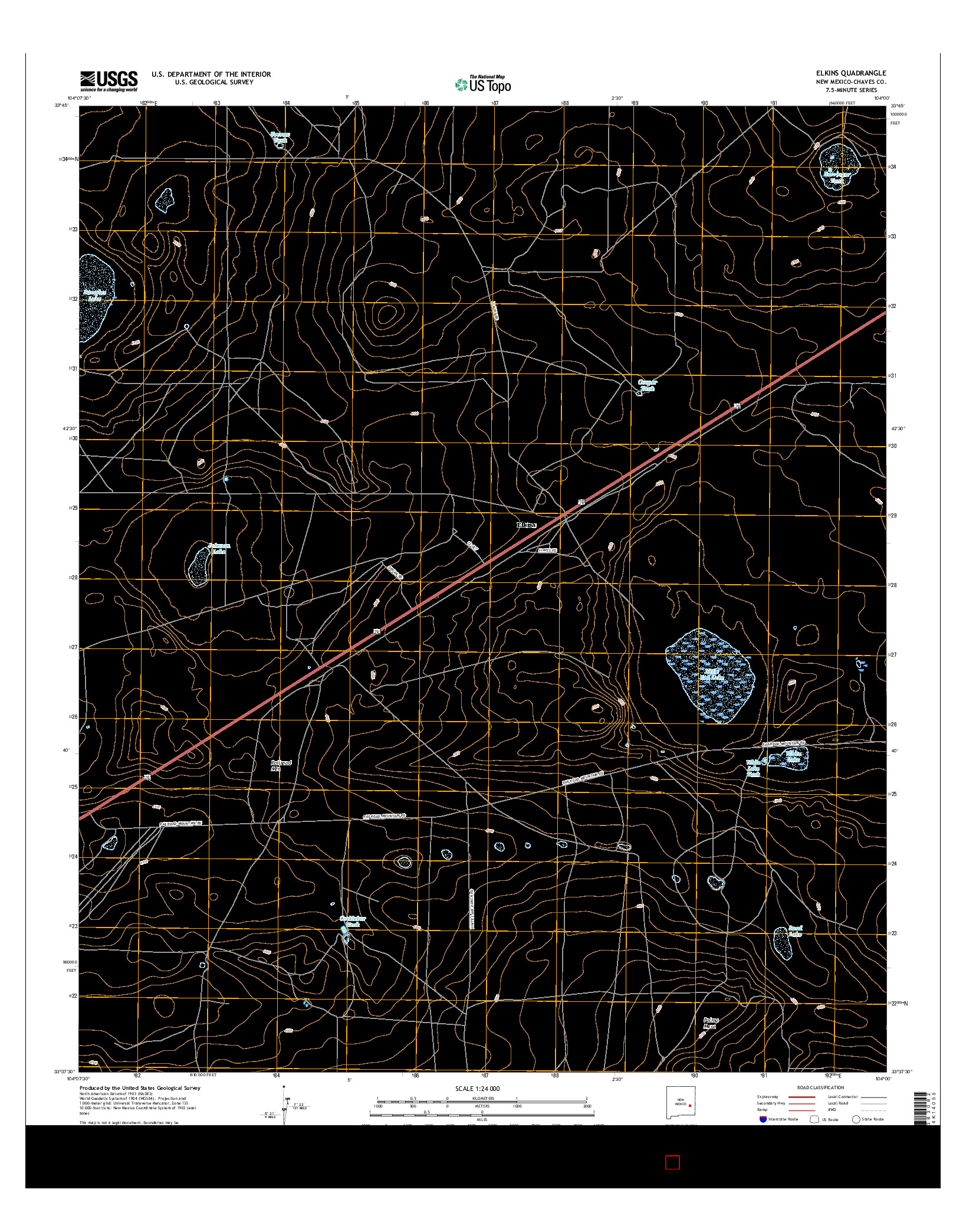 USGS US TOPO 7.5-MINUTE MAP FOR ELKINS, NM 2017