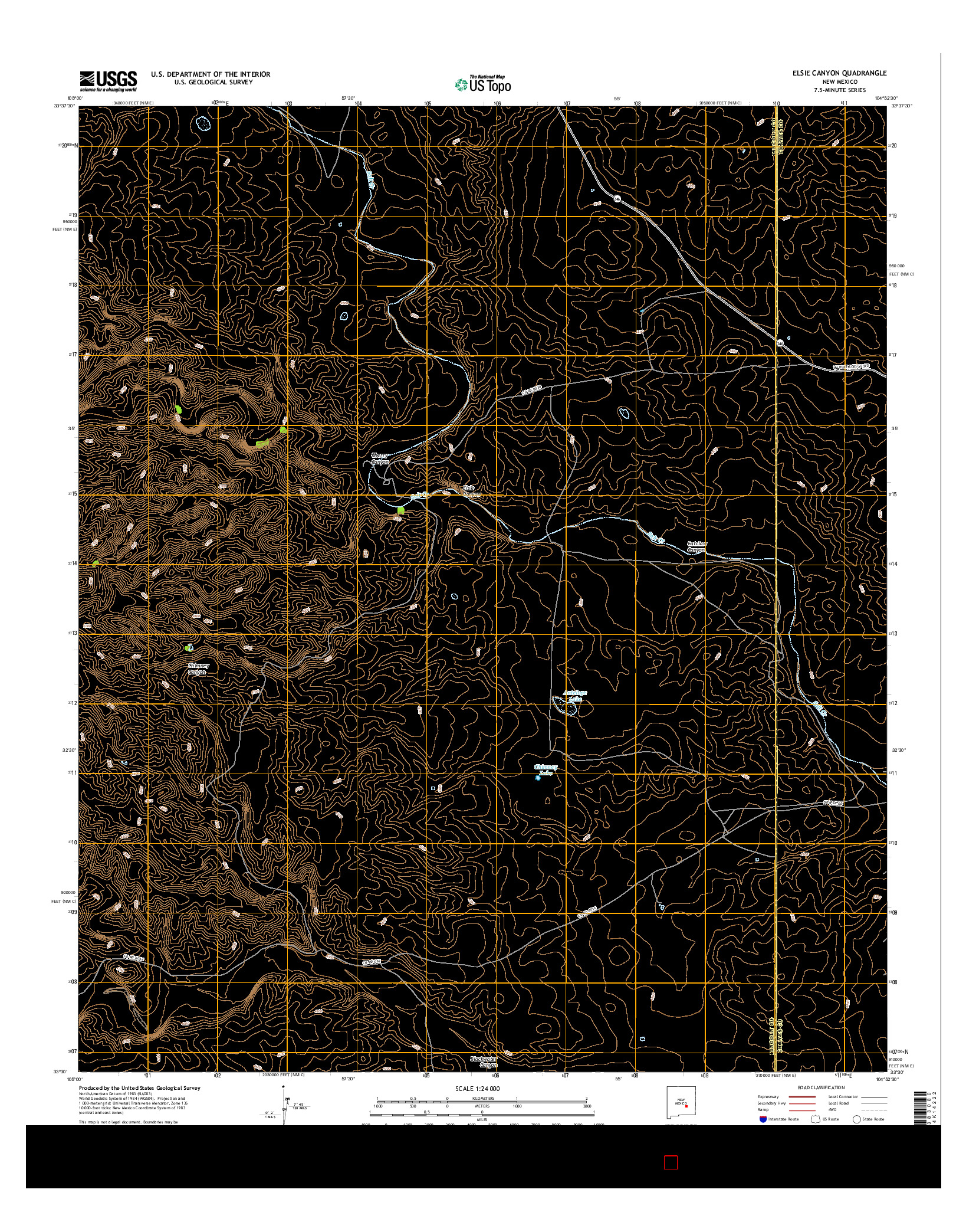 USGS US TOPO 7.5-MINUTE MAP FOR ELSIE CANYON, NM 2017