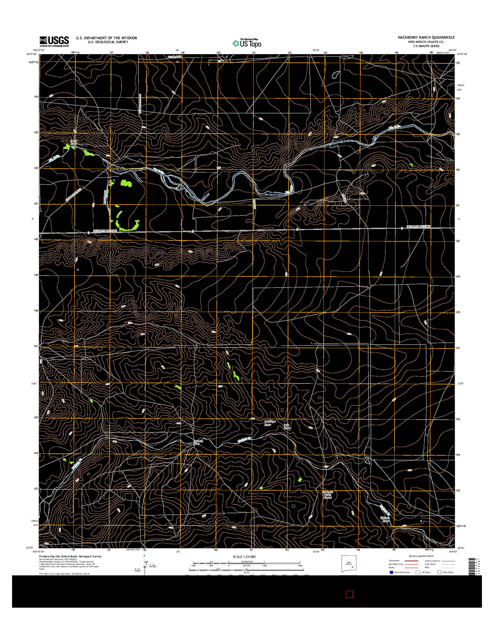 USGS US TOPO 7.5-MINUTE MAP FOR HACKBERRY RANCH, NM 2017