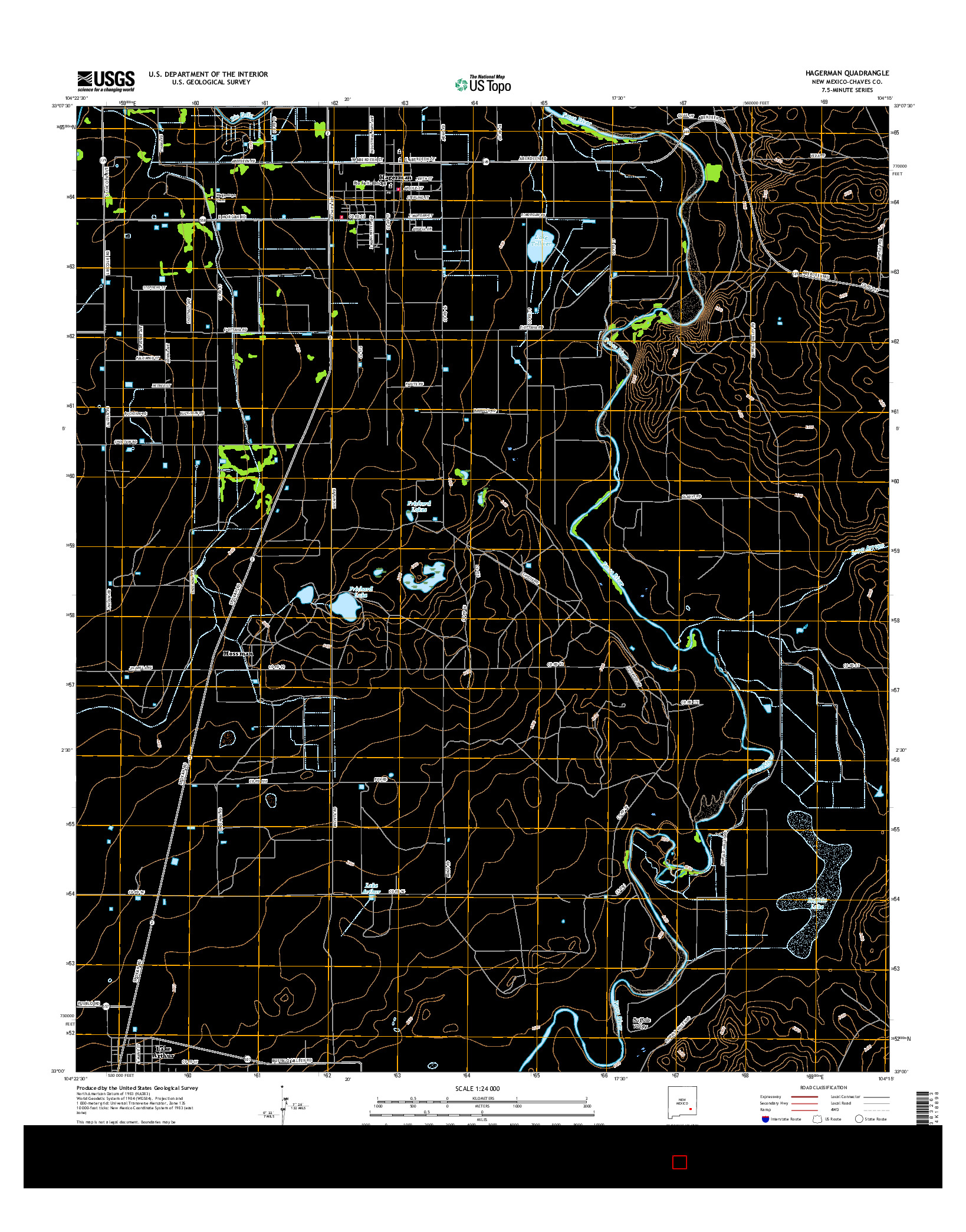 USGS US TOPO 7.5-MINUTE MAP FOR HAGERMAN, NM 2017