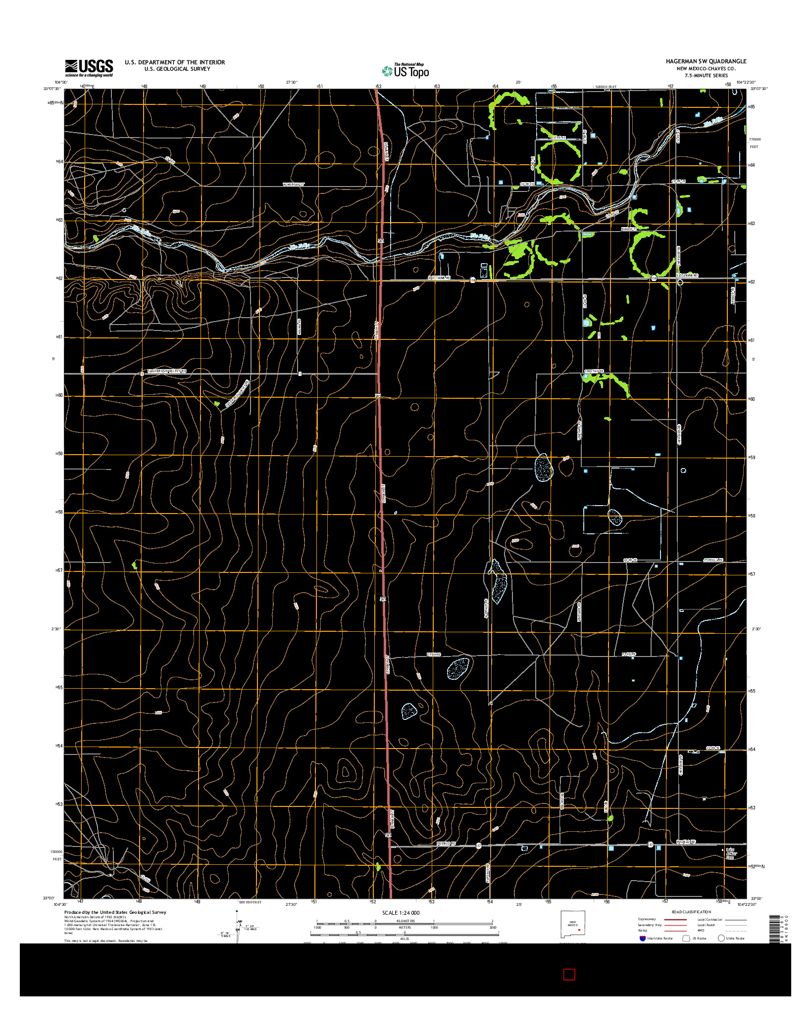 USGS US TOPO 7.5-MINUTE MAP FOR HAGERMAN SW, NM 2017