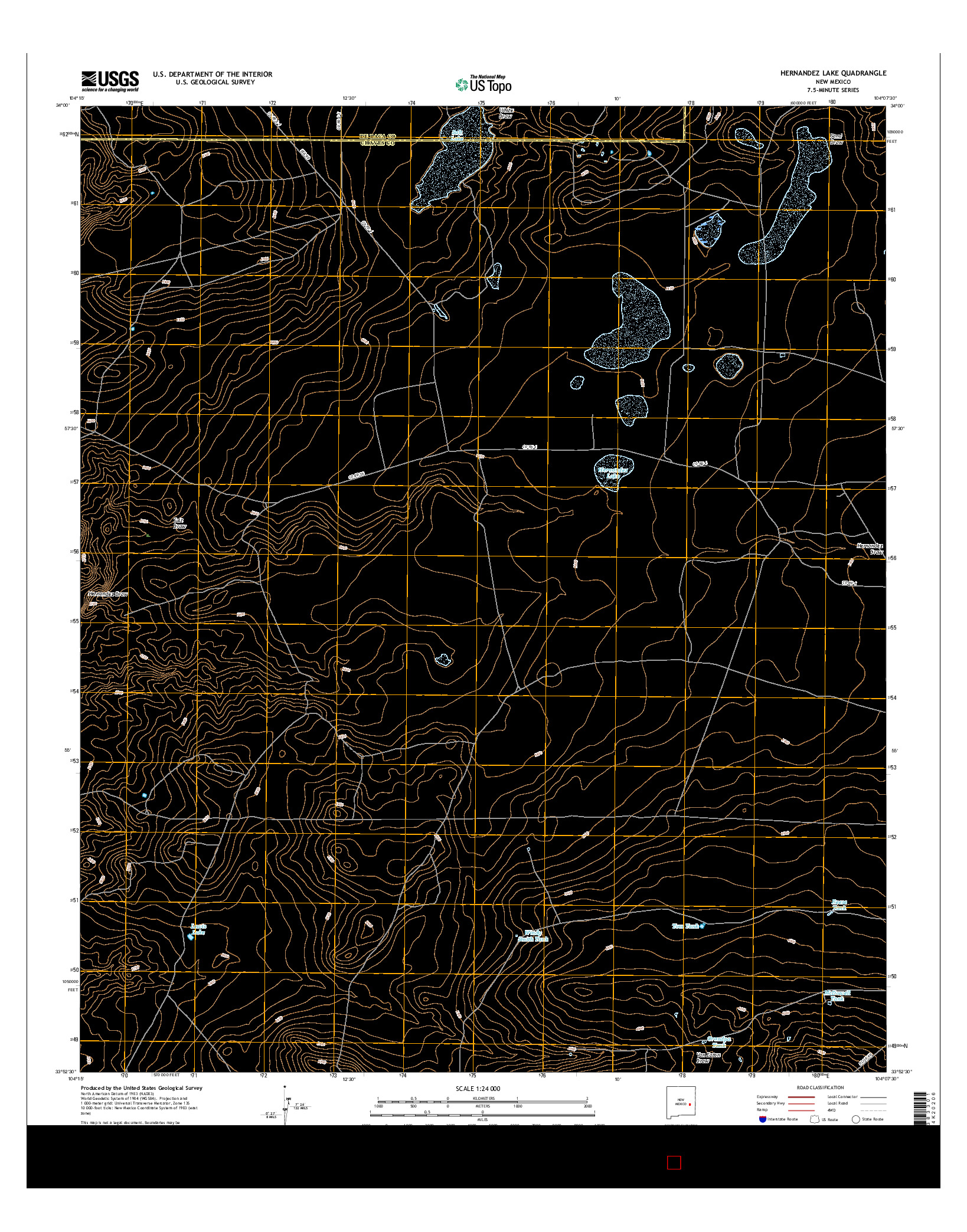 USGS US TOPO 7.5-MINUTE MAP FOR HERNANDEZ LAKE, NM 2017