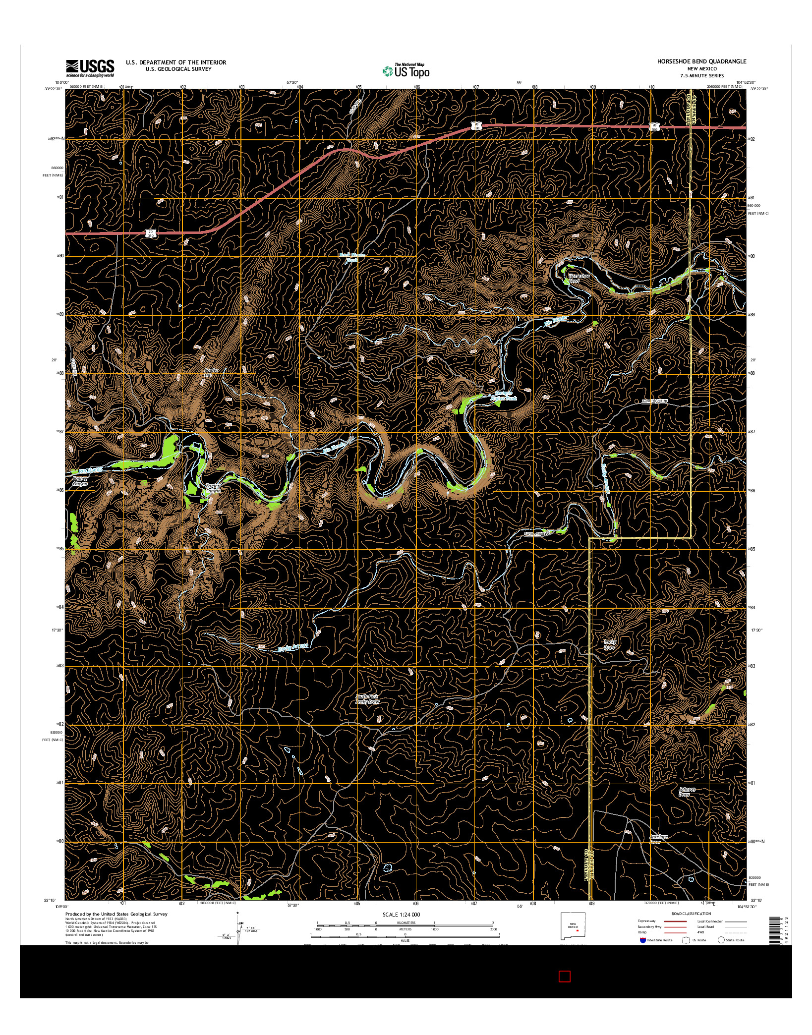 USGS US TOPO 7.5-MINUTE MAP FOR HORSESHOE BEND, NM 2017