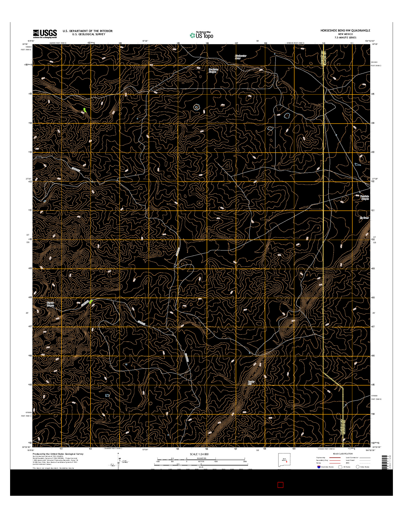 USGS US TOPO 7.5-MINUTE MAP FOR HORSESHOE BEND NW, NM 2017