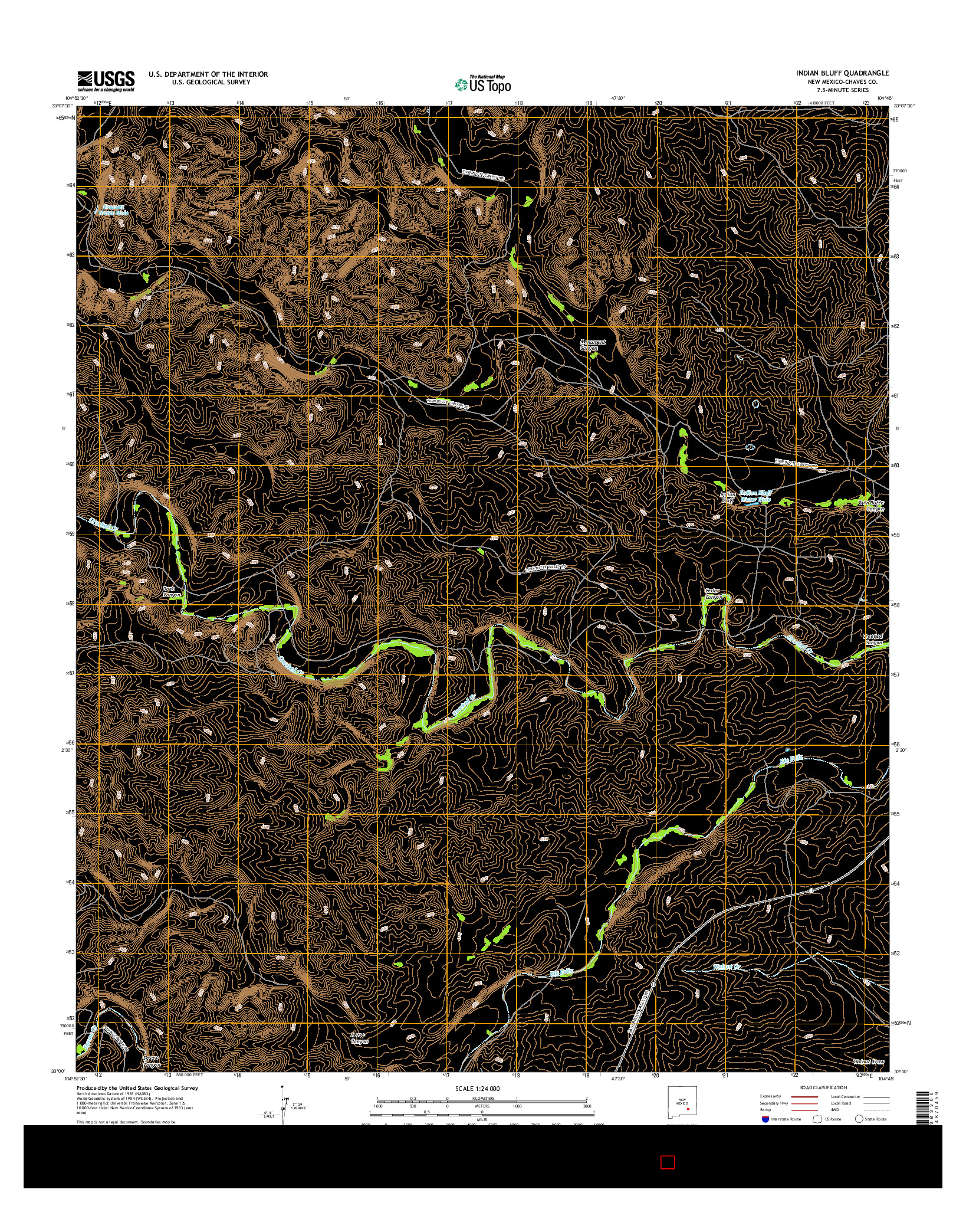 USGS US TOPO 7.5-MINUTE MAP FOR INDIAN BLUFF, NM 2017
