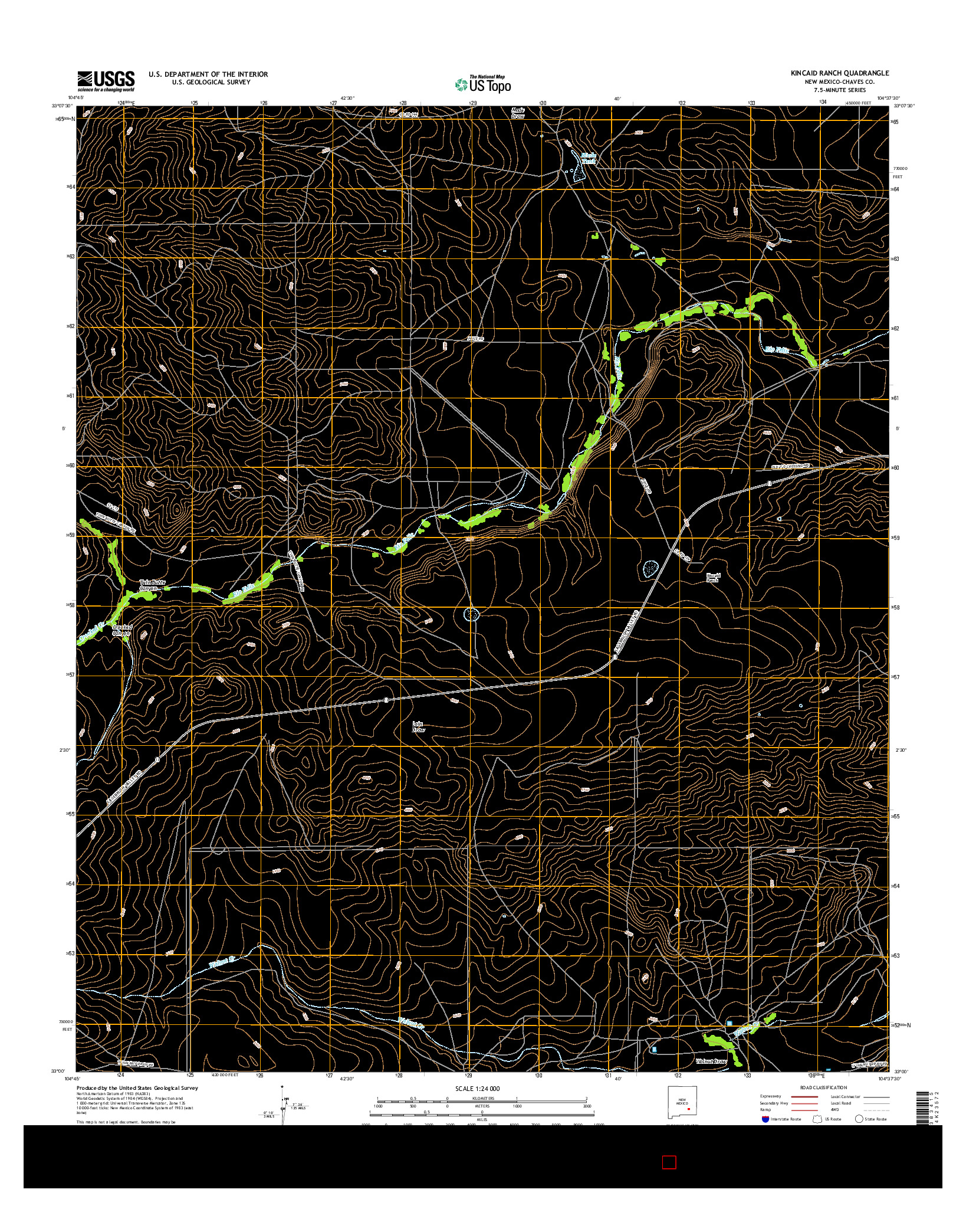 USGS US TOPO 7.5-MINUTE MAP FOR KINCAID RANCH, NM 2017