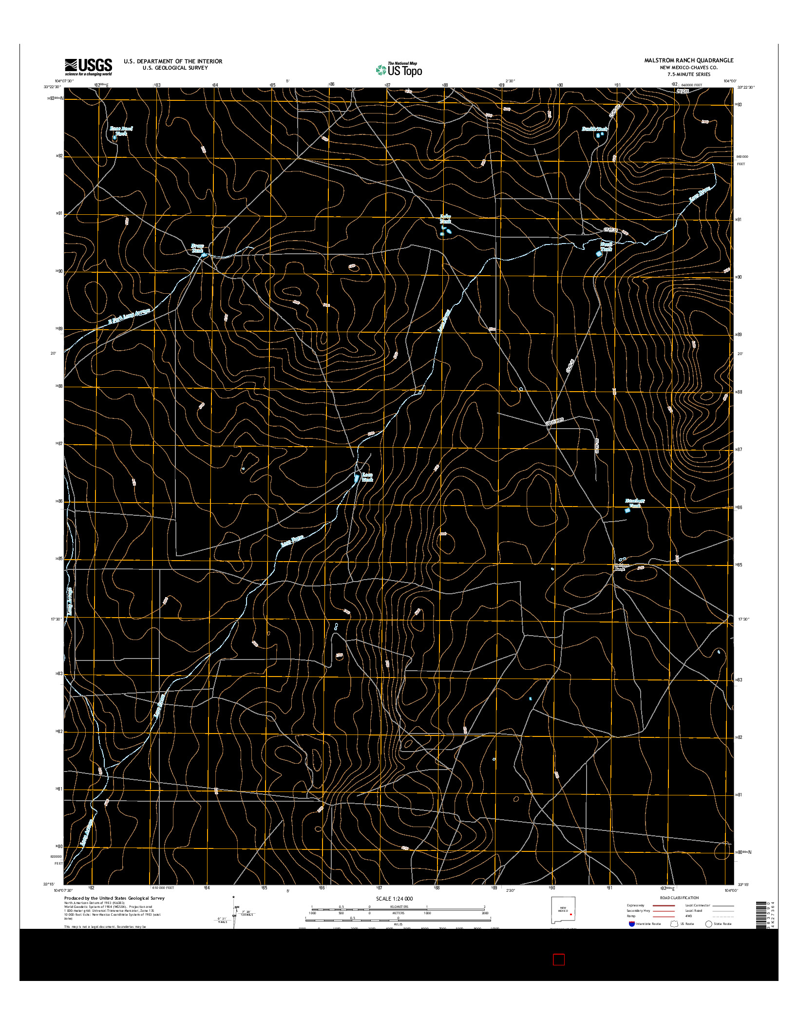 USGS US TOPO 7.5-MINUTE MAP FOR MALSTROM RANCH, NM 2017